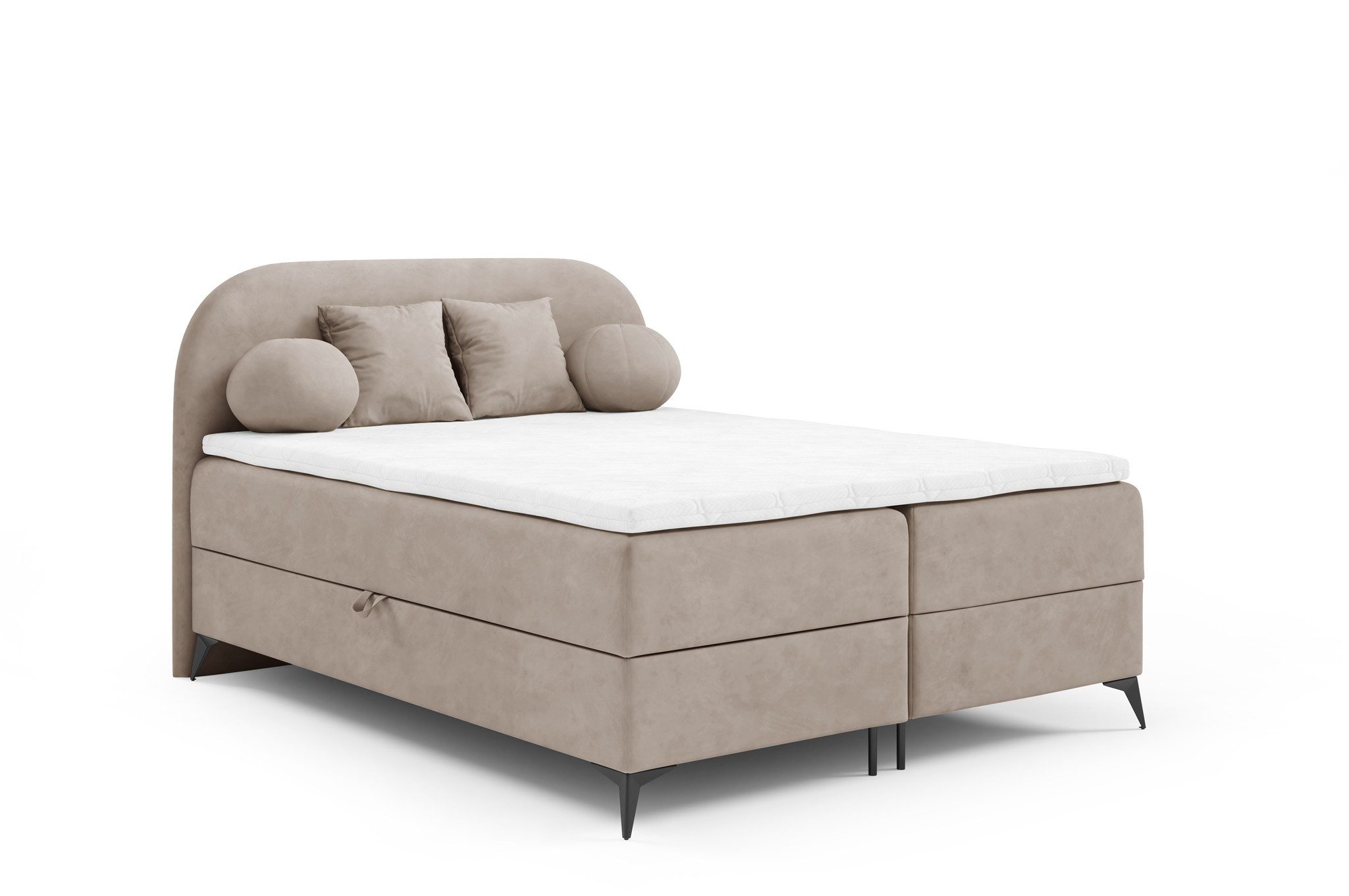 Fun Möbel Boxbett Schlafzimmerbett GORGIA Stoff Jasmin (inkl. Topper, Inkl. 2 x Bettkasten), Inkl. 4 Zierkissen