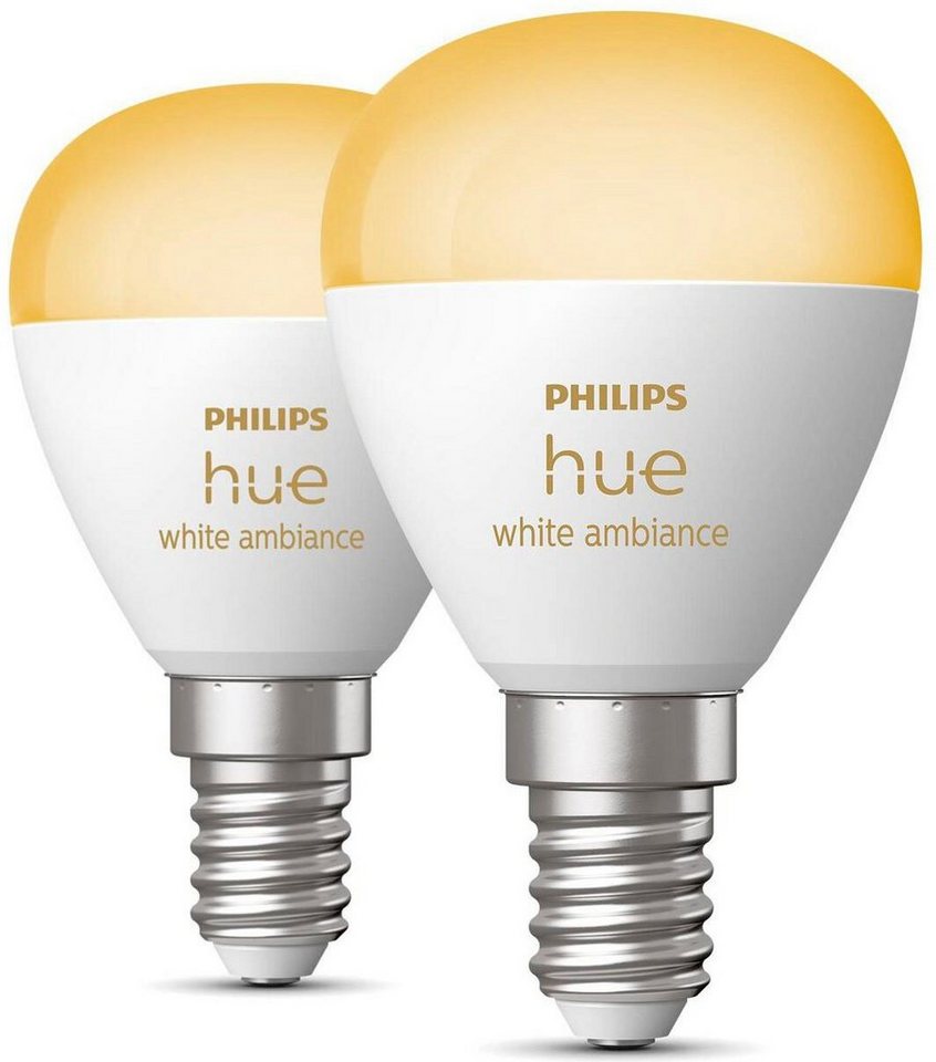 Philips Hue LED-Leuchtmittel White, E14, 2 St., Warmweiß, Weitere  Funktionen mit der Hue Bridge verfügbar