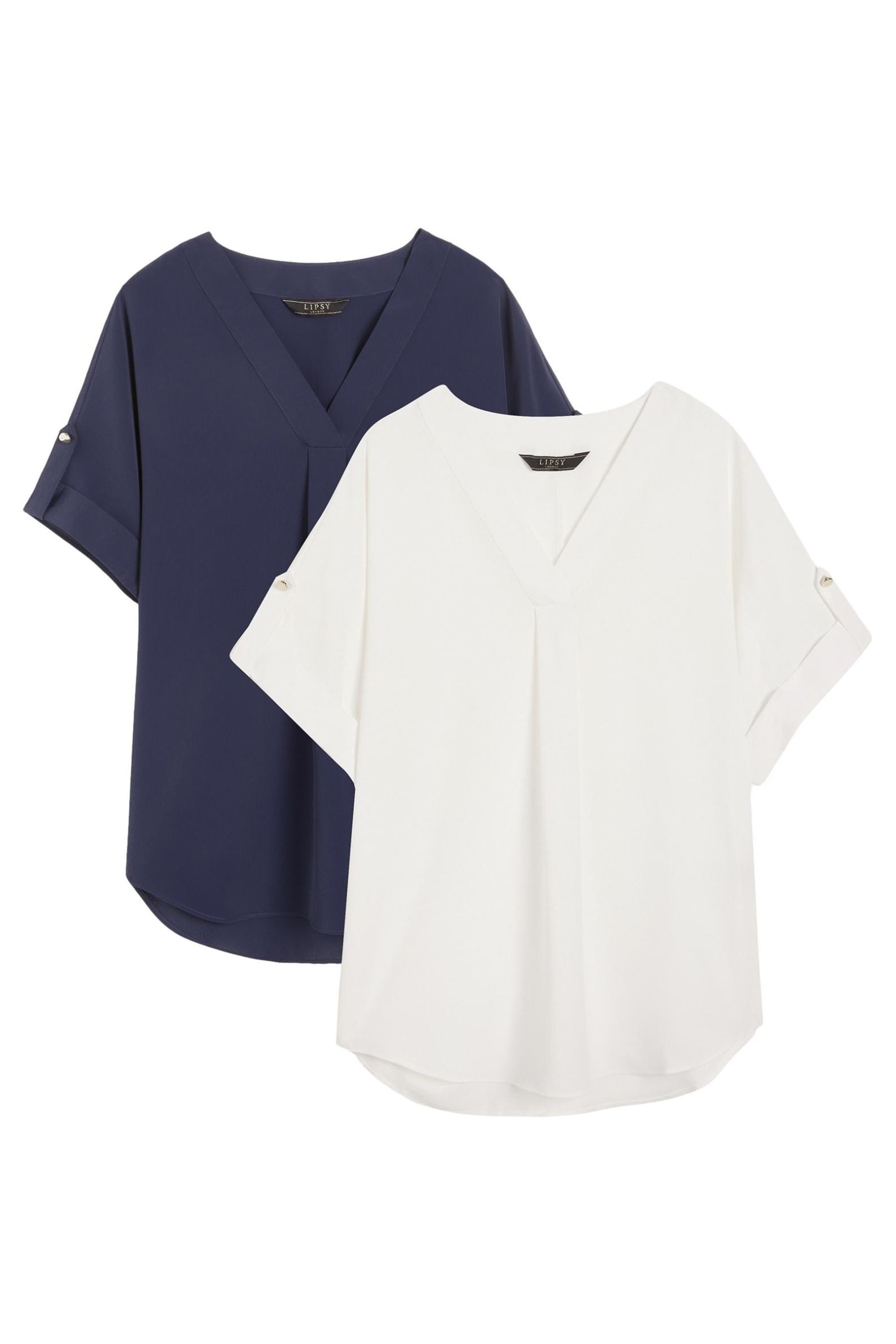 V-Shirt 2er Pack Lipsy Oberteile mit Rollärmeln, Regular