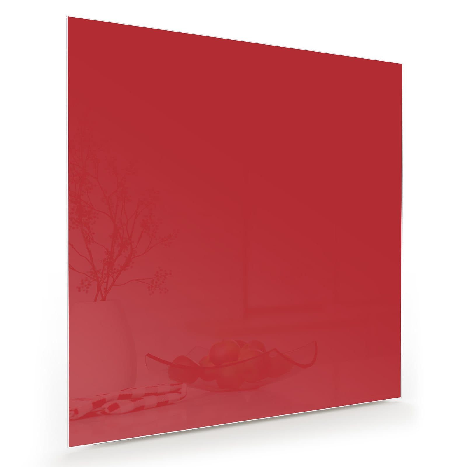 Primedeco Glasbild Wandbild Quadratisch Weinroter Hintergrund III mit Aufhängung, Einfarbige Designs (21 verschiedene Größen, 1 St), Elegante Aufhängung