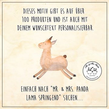 Mr. & Mrs. Panda Tragetasche Lama Springen - Sky Blue - Geschenk, fröhlich, Jutebeutel, Alpaka, St (1-tlg), Cross Stitching Griffe