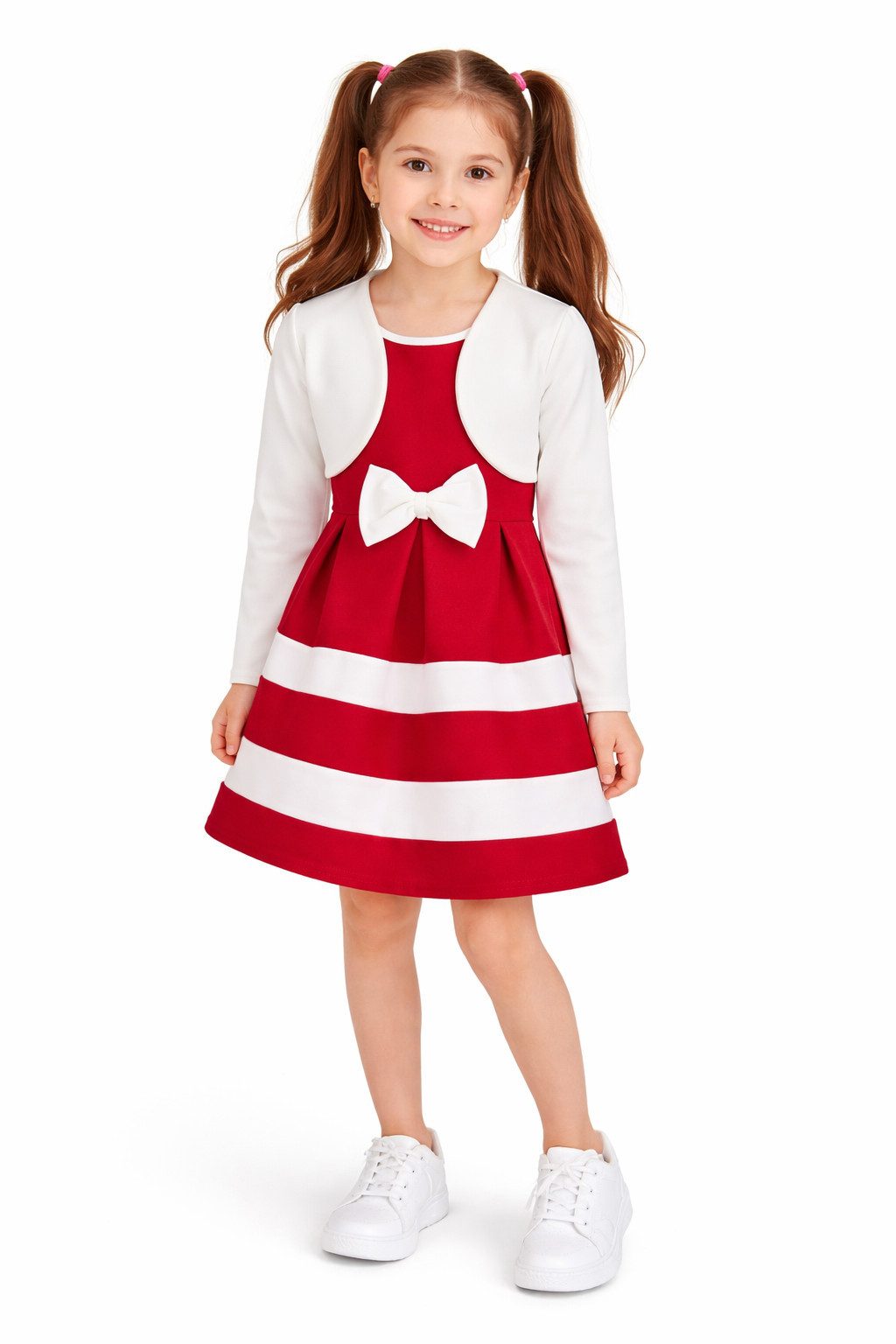 Girls Fashion A-Linien-Kleid Elegantes Mädchenkleid mit Bolero K241