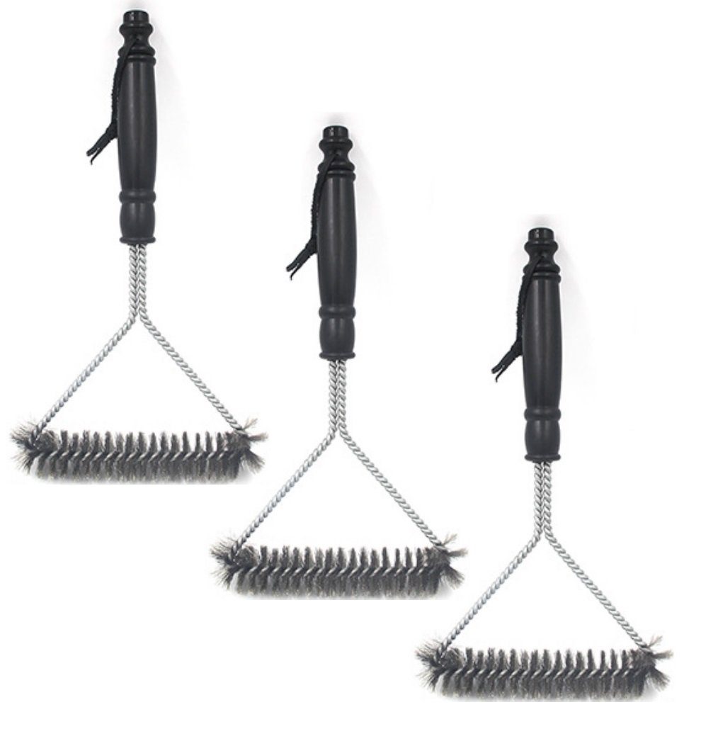 BAYLI Grillbürste 3er Pack Grillbürste 30cm mit Edelstahl Borsten, Grillzubehör für