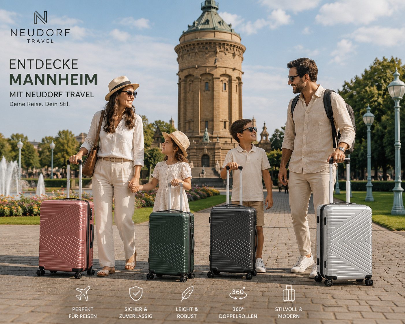 Ertex Kofferset 3er SET(M+L+XL) Hartschalenkoffer 100% PP 4xRollen TSA Trolley