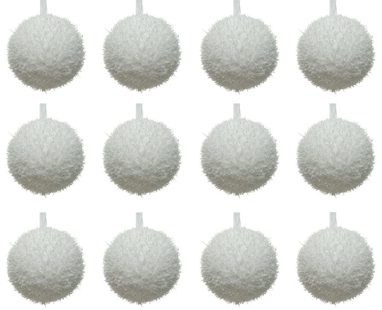 Kaemingk Weihnachtsbaumkugel, Новогодние шары Kunststoff Schneebälle 10cm weiß, 12er Set