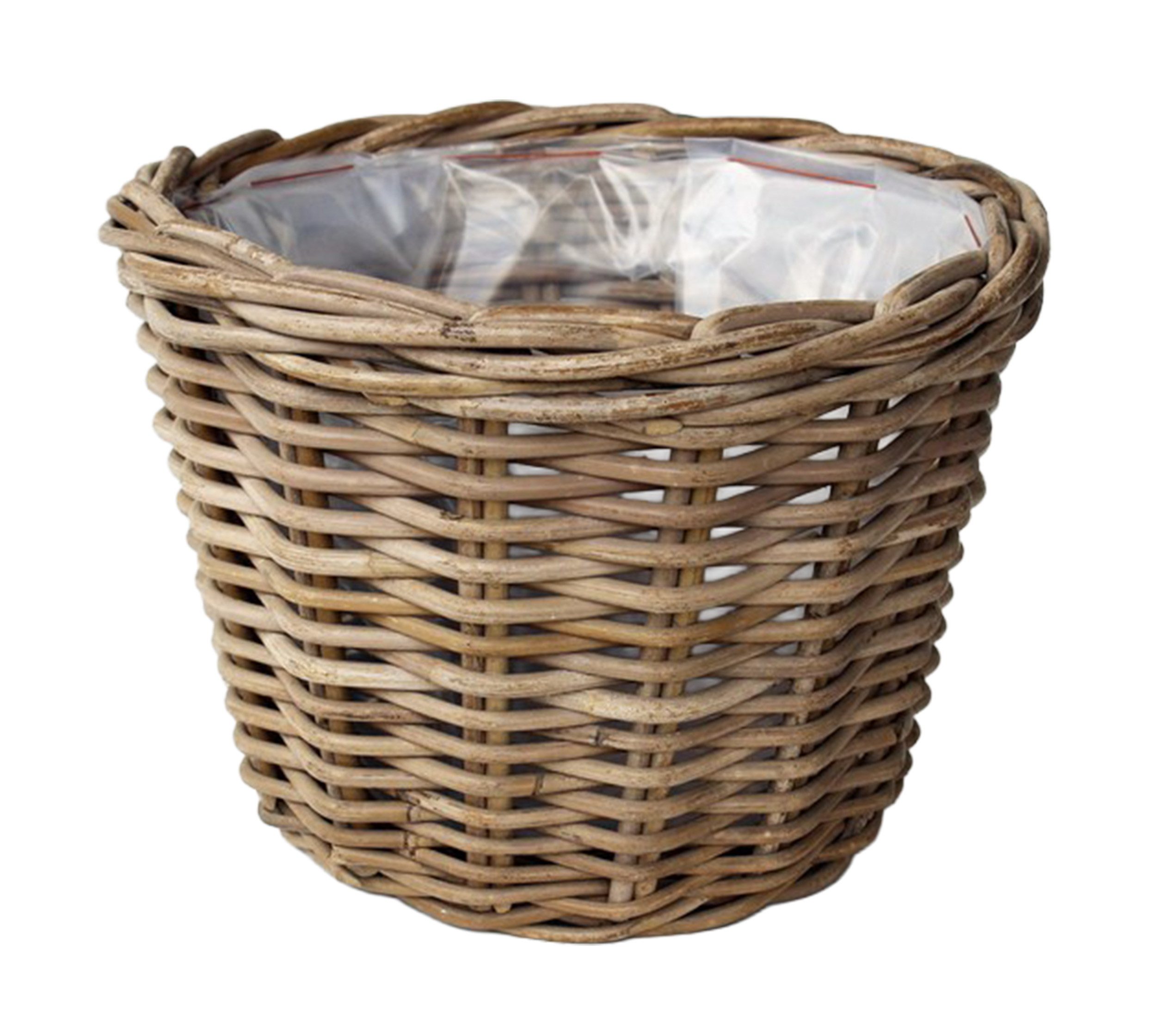 Van der Leeden Pflanzschale Pflanzkorb Rattan Grau Ø 29 cm – Stilvoller Übertopf für Ihr Zuhause