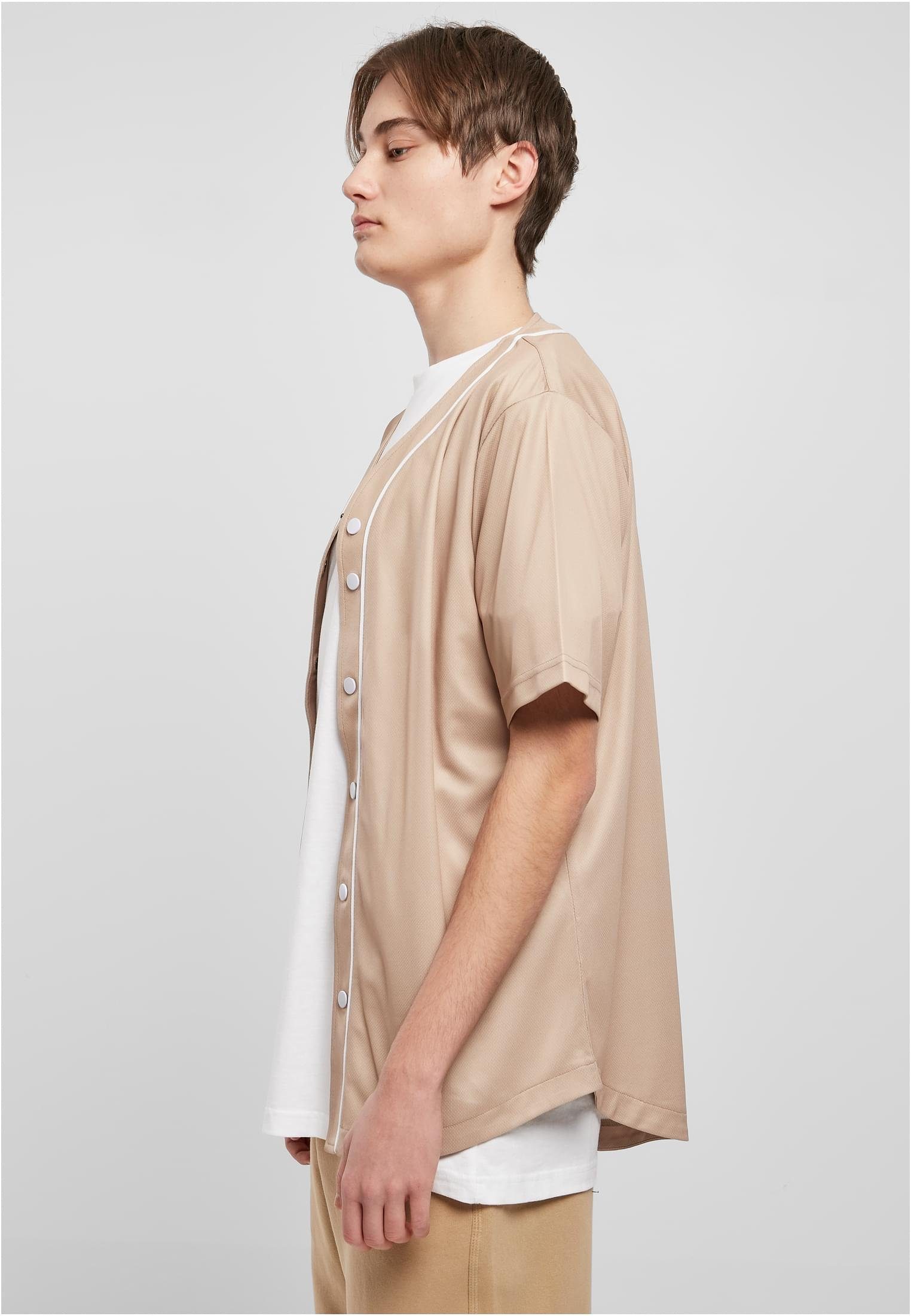 URBAN CLASSICS T-Shirt Herren Baseball Mesh Jersey (1-tlg) unionbeige/white