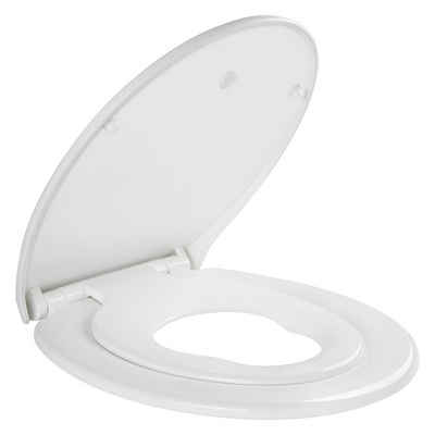 Homewit WC-Sitz Familien Toilettendeckel, Mit abnehmbare Kindersitz, Magnet-Anschluss (Komplett-Set), mit Absenkautomatik, Softclose
