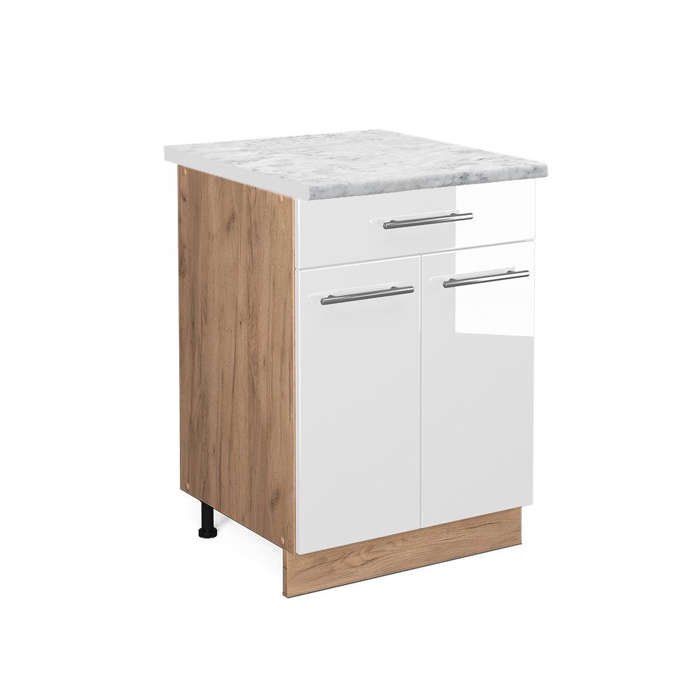 Vicco Unterschrank Fame-Line, Weiß Hochglanz/Goldkraft Eiche, günstig online kaufen