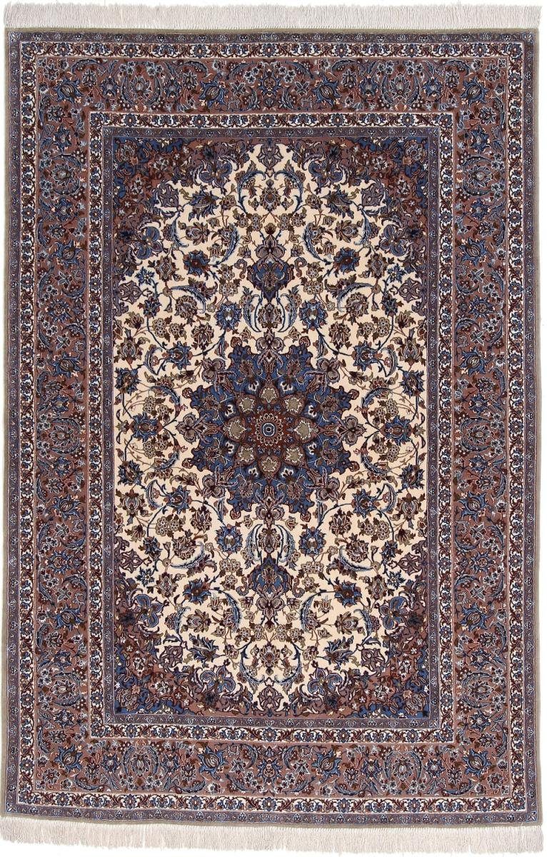 Orientteppich Isfahan Seidenkette 158x233 Handgeknüpfter Orientteppich, Nain Trading, rechteckig, Höhe: 6 mm
