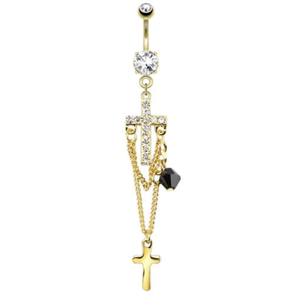 Order & Smile Schmuck Bauchnabelpiercing Bauchnabelpiercing: Piercing mit Kreuz, Zirkonia und Ketten