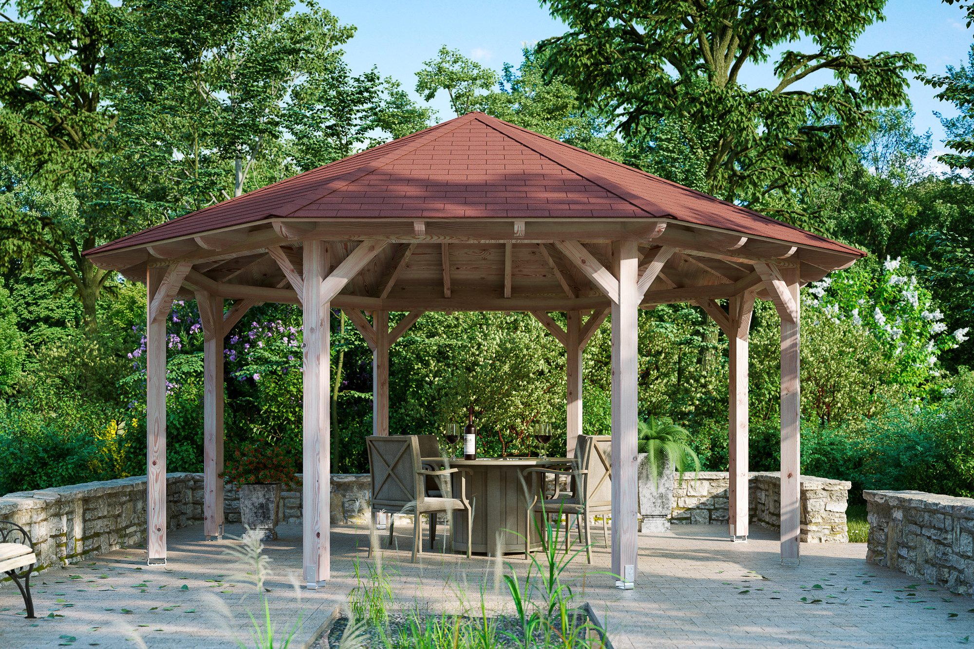 Skanholz Holzpavillon Lyon 3, Douglasie, 471 x 471 cm