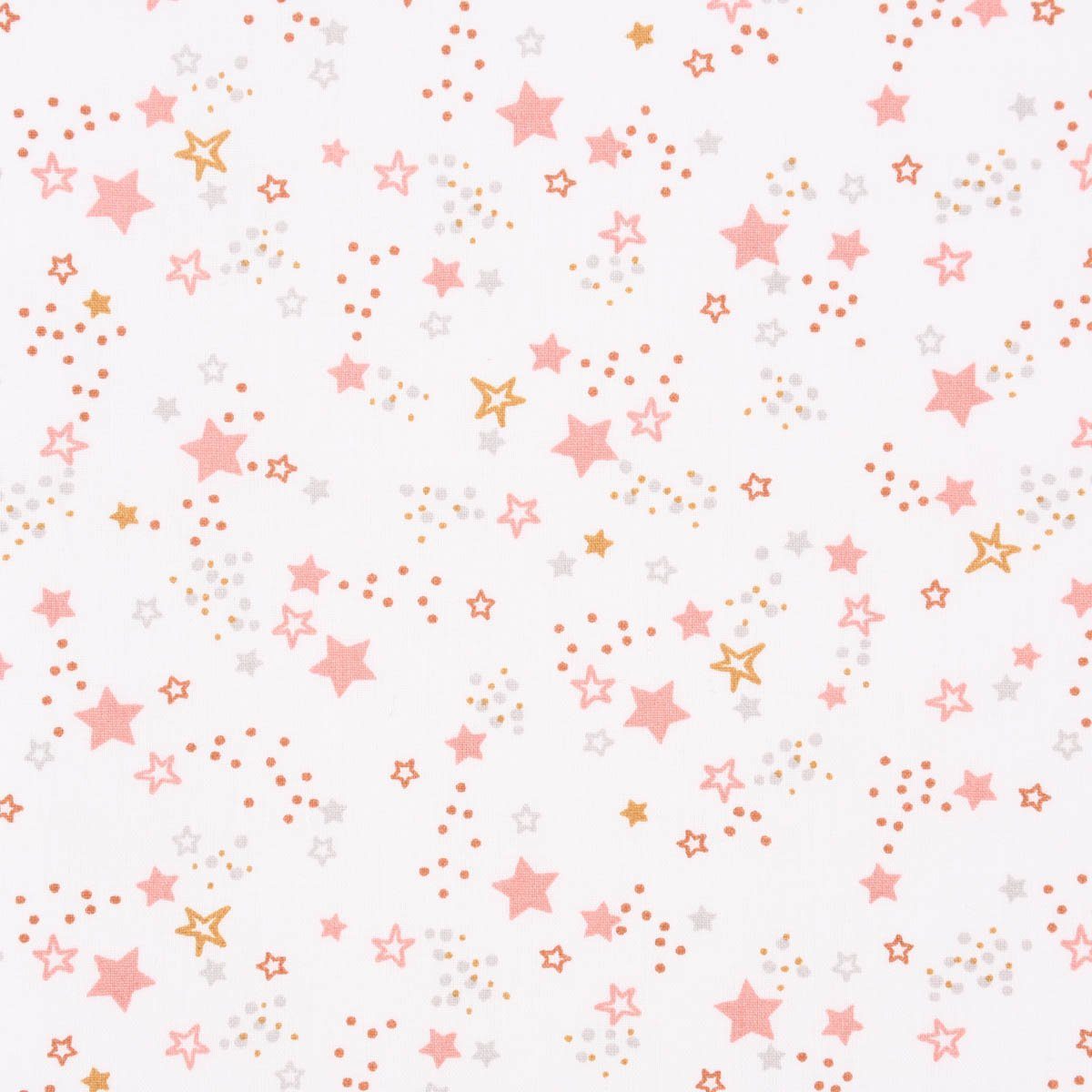 SCHÖNER LEBEN. Stoff Baumwollstoff Meterware LYRA Sterne weiß rosa 150cm, allergikergeeignet,atmungsaktiv,pflegeleicht