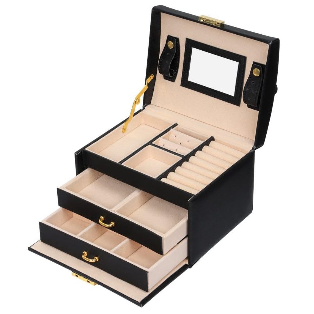 MODFU Schmucketui Schmuckkästchen Schmuckkasten Schmuckkoffer 3 Ebenen mit günstig online kaufen