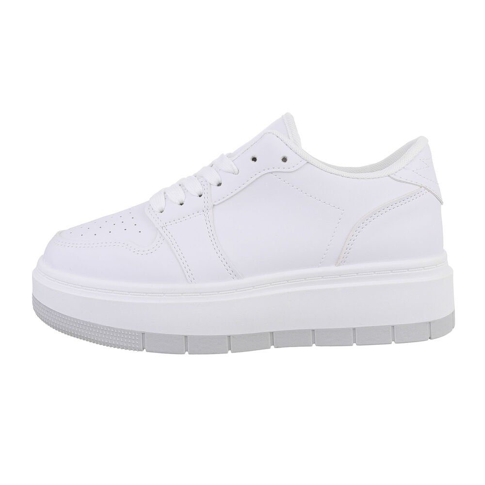 Ital-Design Damen Low-Top Freizeit Sneaker Flach Sneakers Low in Weiß