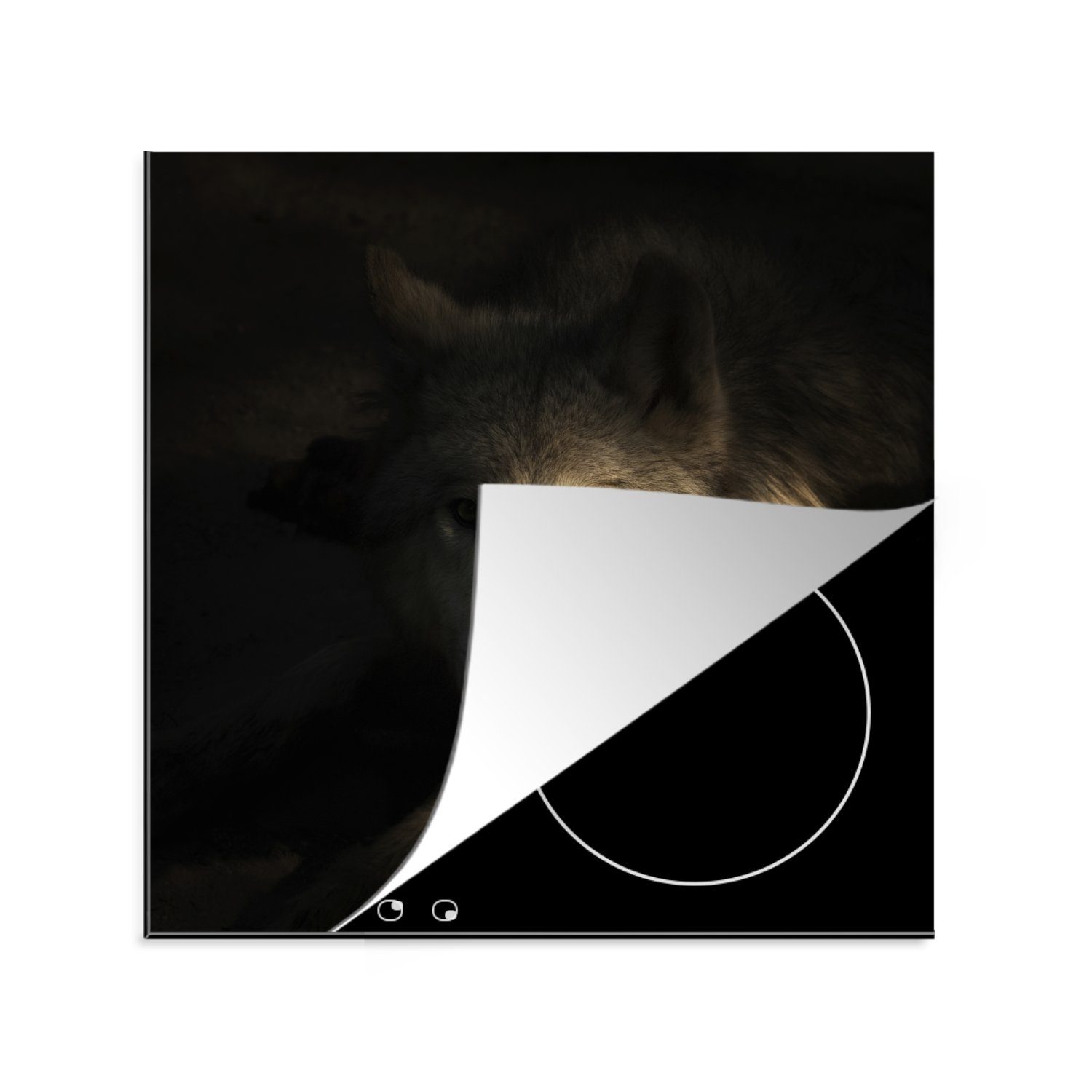 tlg), (1 78x78 Wolfs, arktischen MuchoWow Ceranfeldabdeckung, Arbeitsplatte Porträt küche eines Vinyl, cm, Herdblende-/Abdeckplatte für