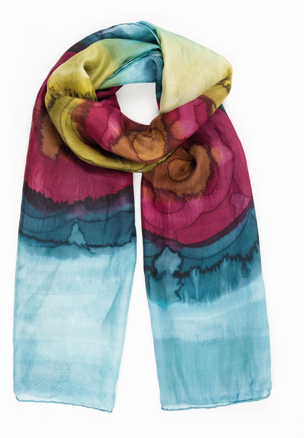 El Puente Seidenschal mit Batikmuster "Kreise" // multicolor