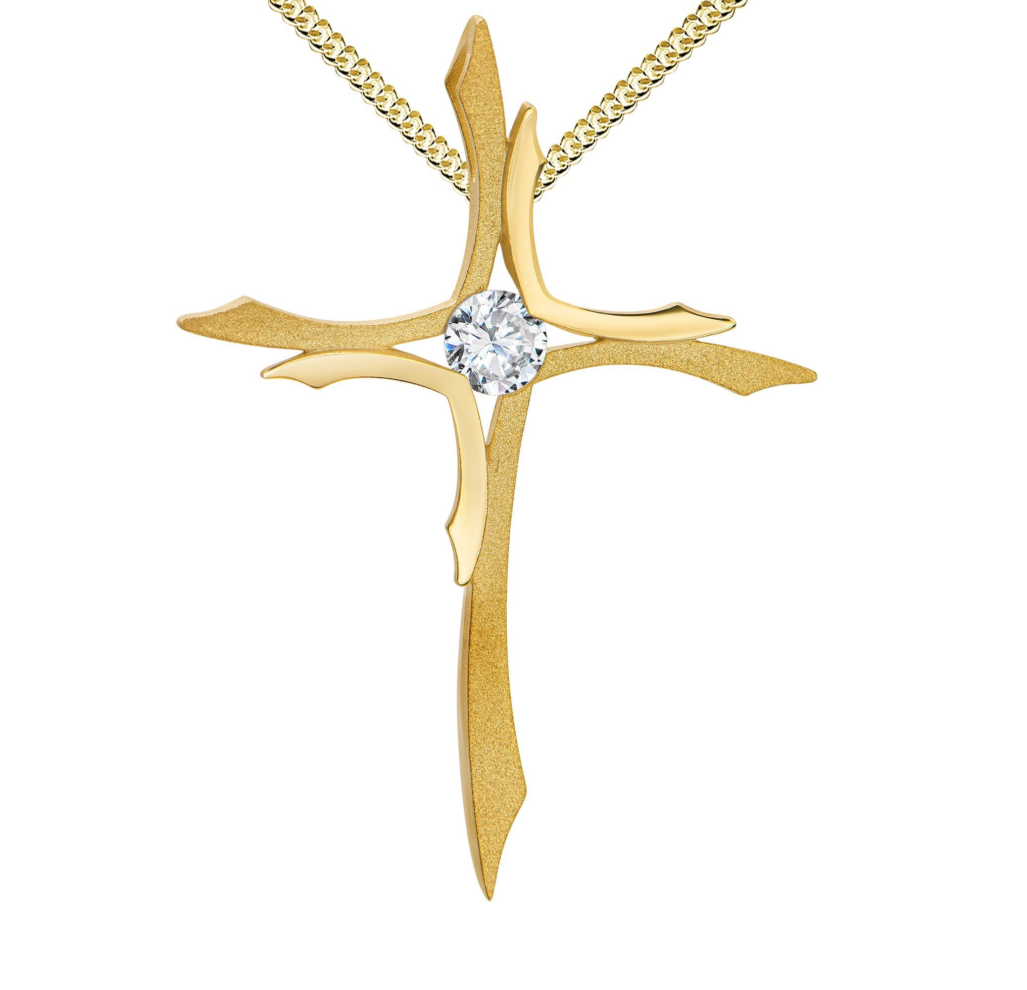 Valentinstagsgeschenk JEVELION Kette mit Anhänger Kreuz Anhänger 333 Gold (Goldanhänger, für Damen und Herren), Mit Kette vergoldet- Länge wählbar 36