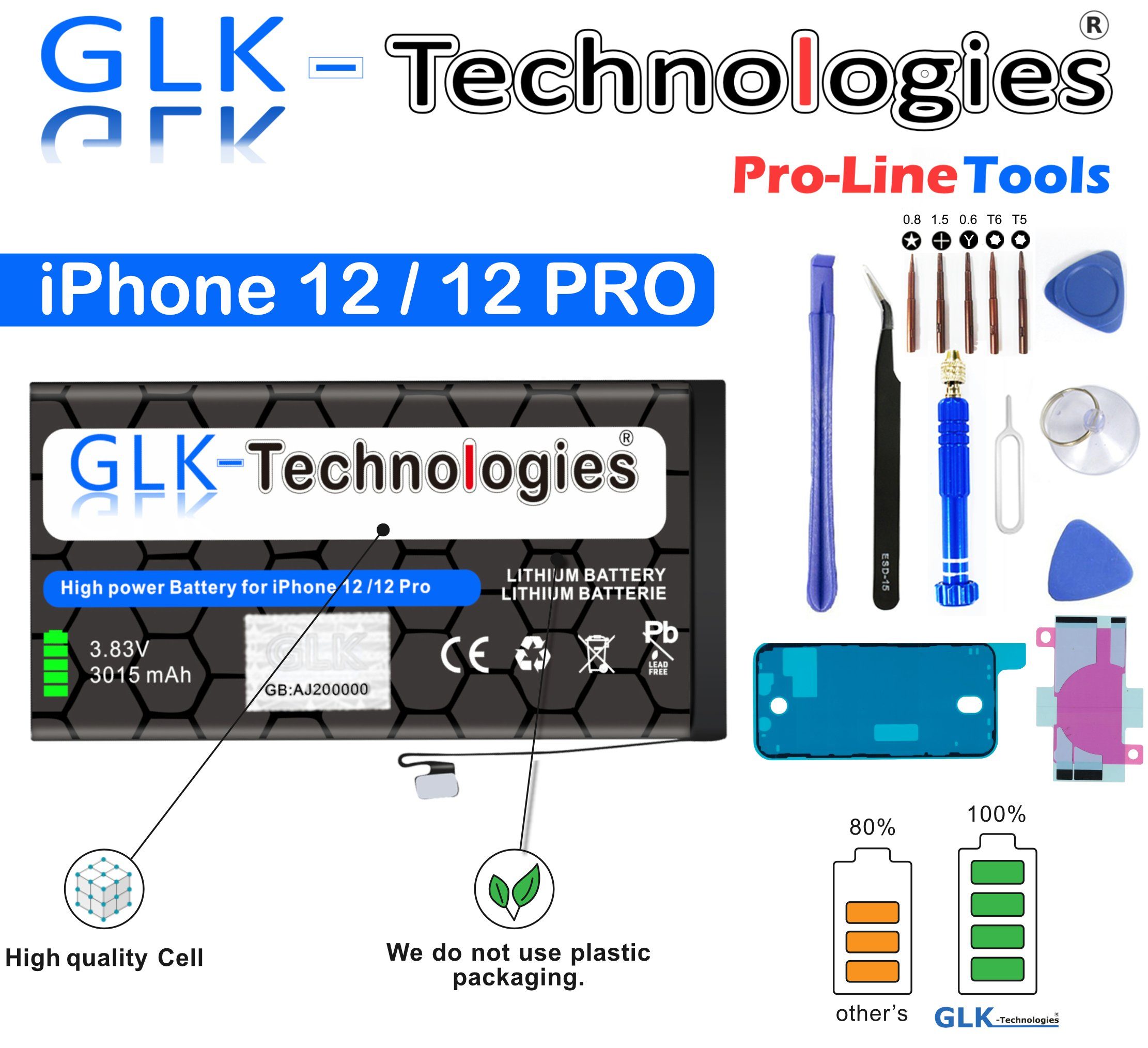 Handy-Akku / GLK-Technologies A2402 Werkzeug Pro iPhone A2403 GLK-Technologies Apple 12 A2172 12