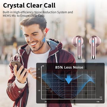 Drsaec Kabellos Bluetooth 5.3 IP7 Wasserdicht Ohrhörer LED-Anzeige In-Ear-Kopfhörer (Kabellose Kopfhörer mit aktiver Geräuschunterdrückung für ungestörten Musikgenuss.", mit 4 Mic,2023 Neue ENC Noise Cancelling Wireless Earbuds48HTieferBass)