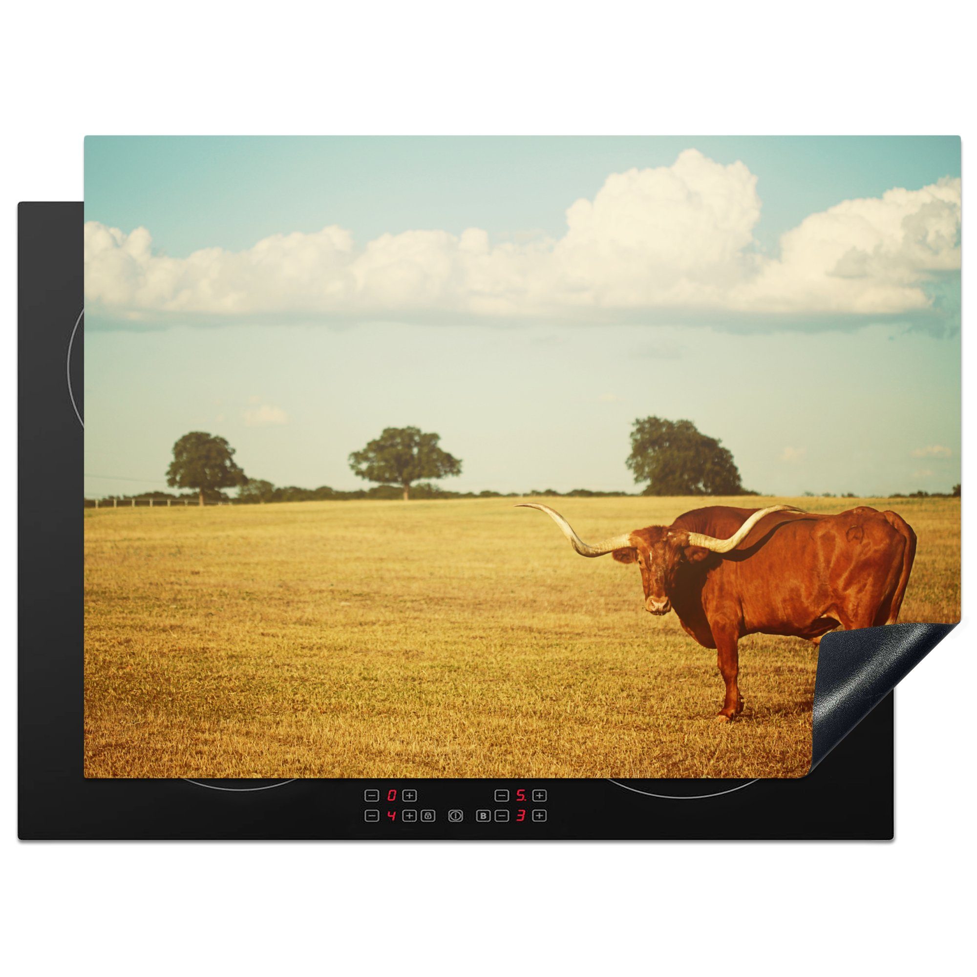 Longhorn, Herdblende-/Abdeckplatte tlg), Texas Mobile Vinyl, mit Ceranfeldabdeckung nutzbar, cm, einem Arbeitsfläche MuchoWow Feld 70x52 (1