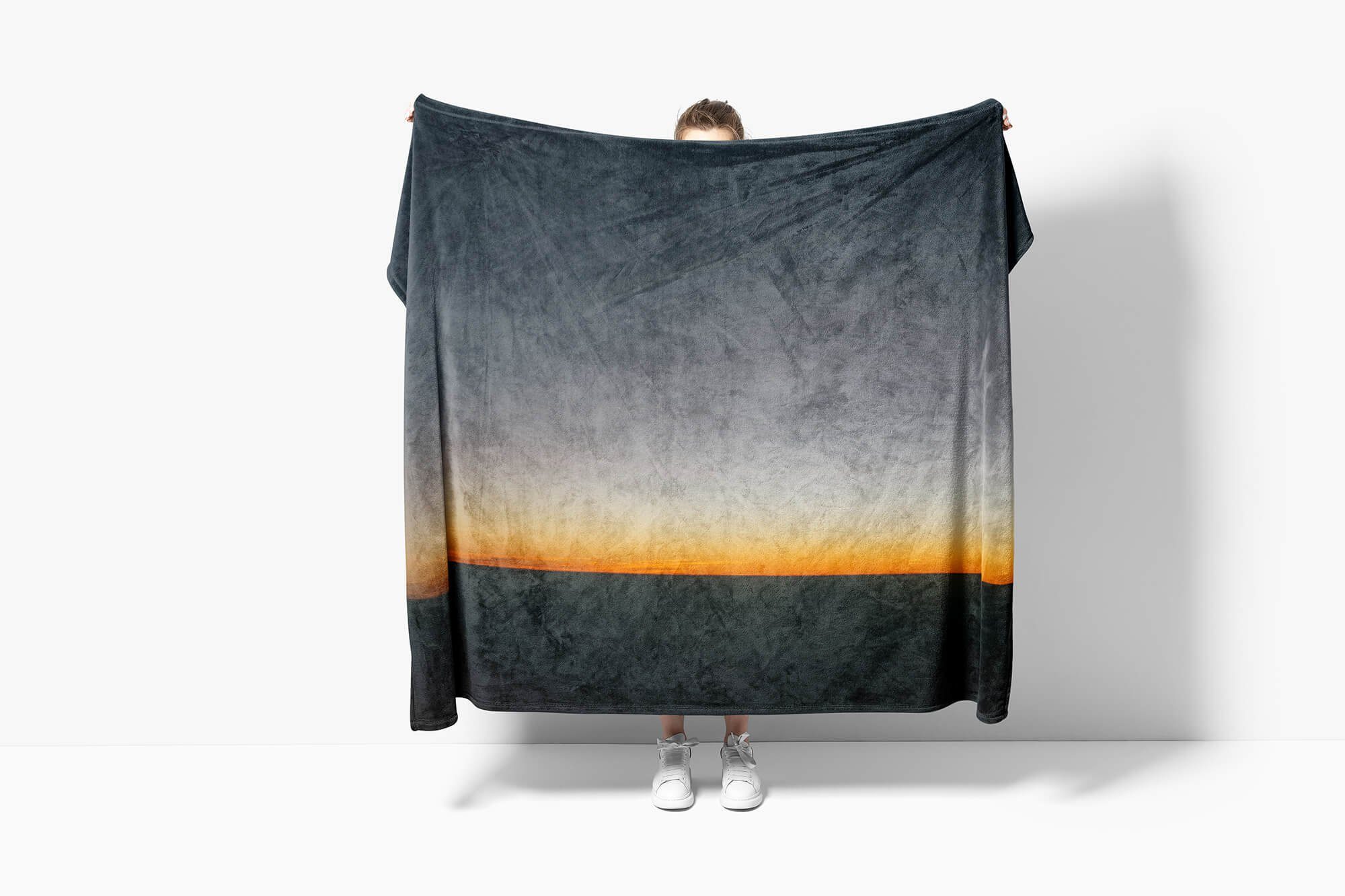 Sinus Art Handtücher mit Horizont Strandhandtuch Handtuch Baumwolle-Polyester-Mix Handtuch Sonnenunte, Saunatuch Fotomotiv Kuscheldecke Abstrakt (1-St)