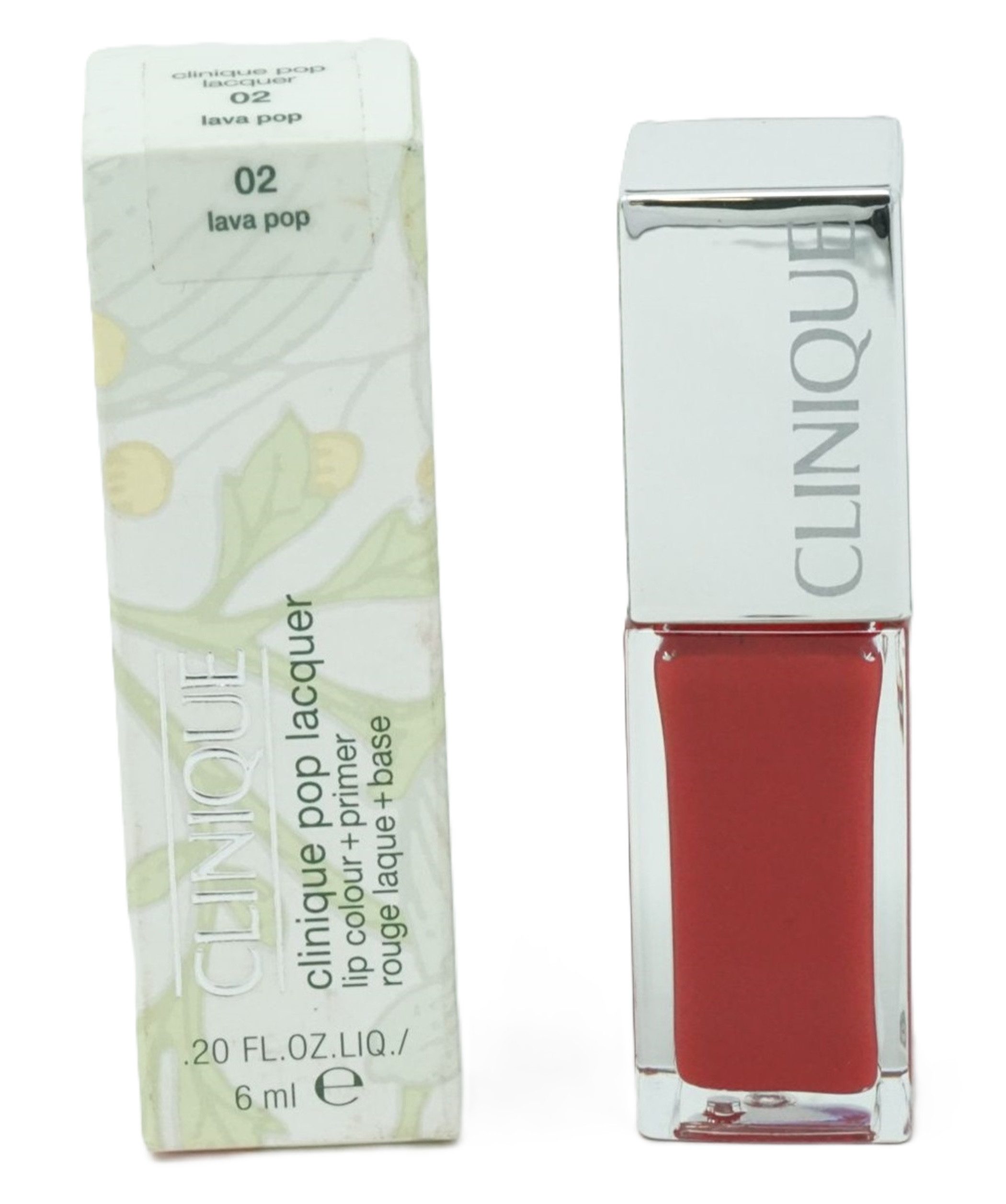 Lippenstift Clinique Pop Lacquer Lip Colour + primer 6 ml / 02 lava pop