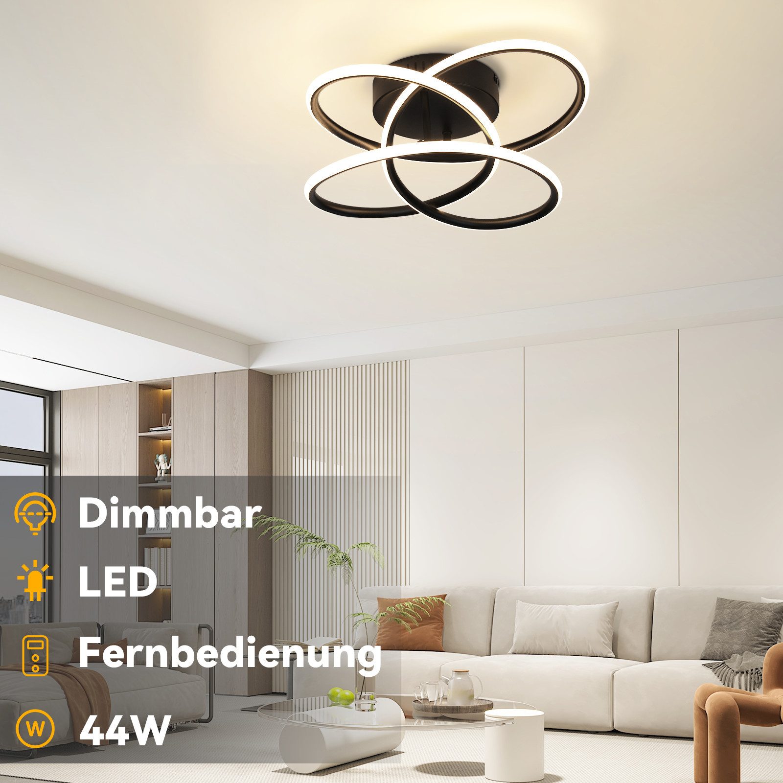 Nettlife LED Deckenleuchte LED Deckenleuchte Flur Schwarz Modern Dimmbar, D günstig online kaufen