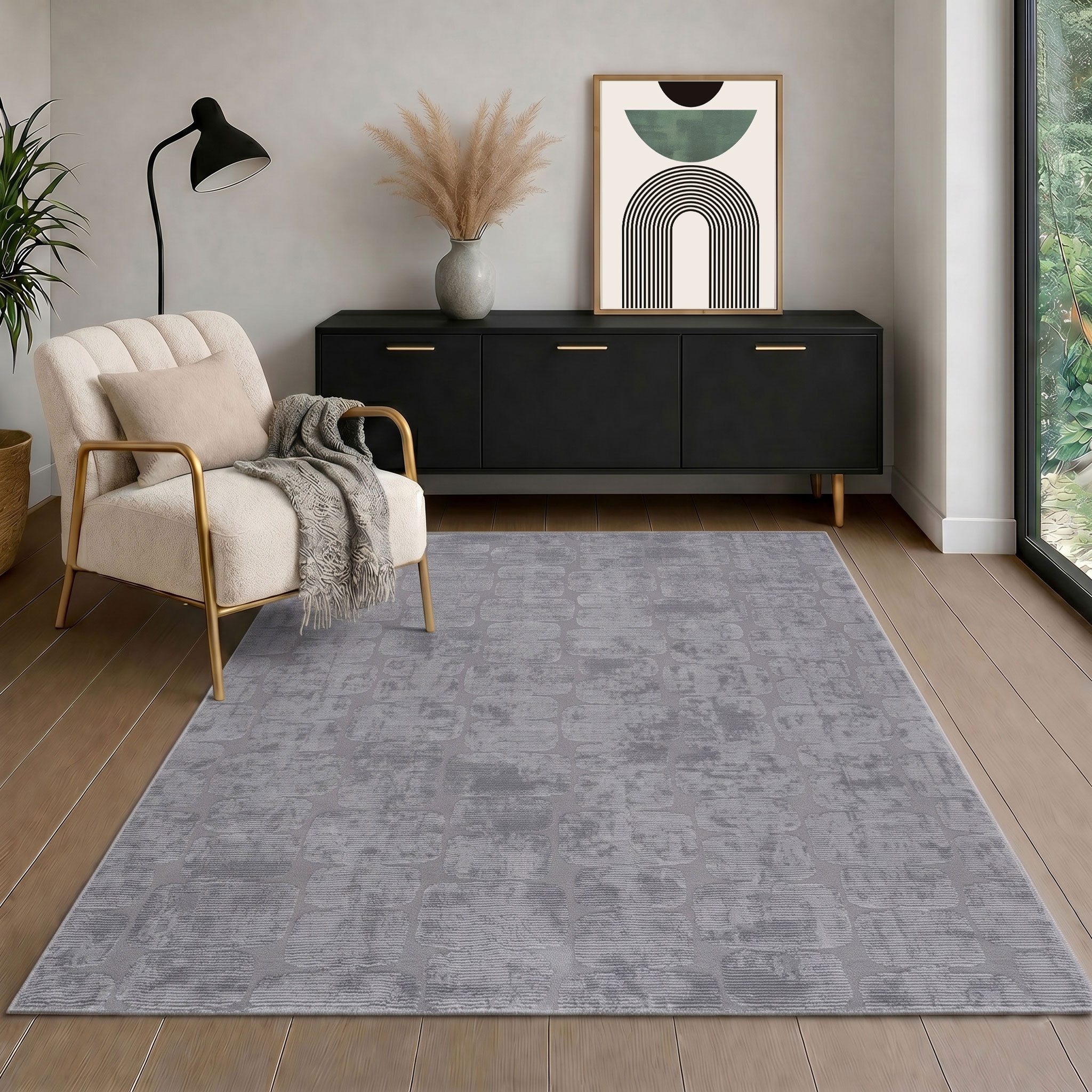 Vimoda Teppich Wohnzimmer COSTA, modern Designteppich 3D Effekt, Rechteckig, Höhe: 11 mm, premium Rechteck Muster hoch-tief Kurzflor weich, Boho Einfarbig