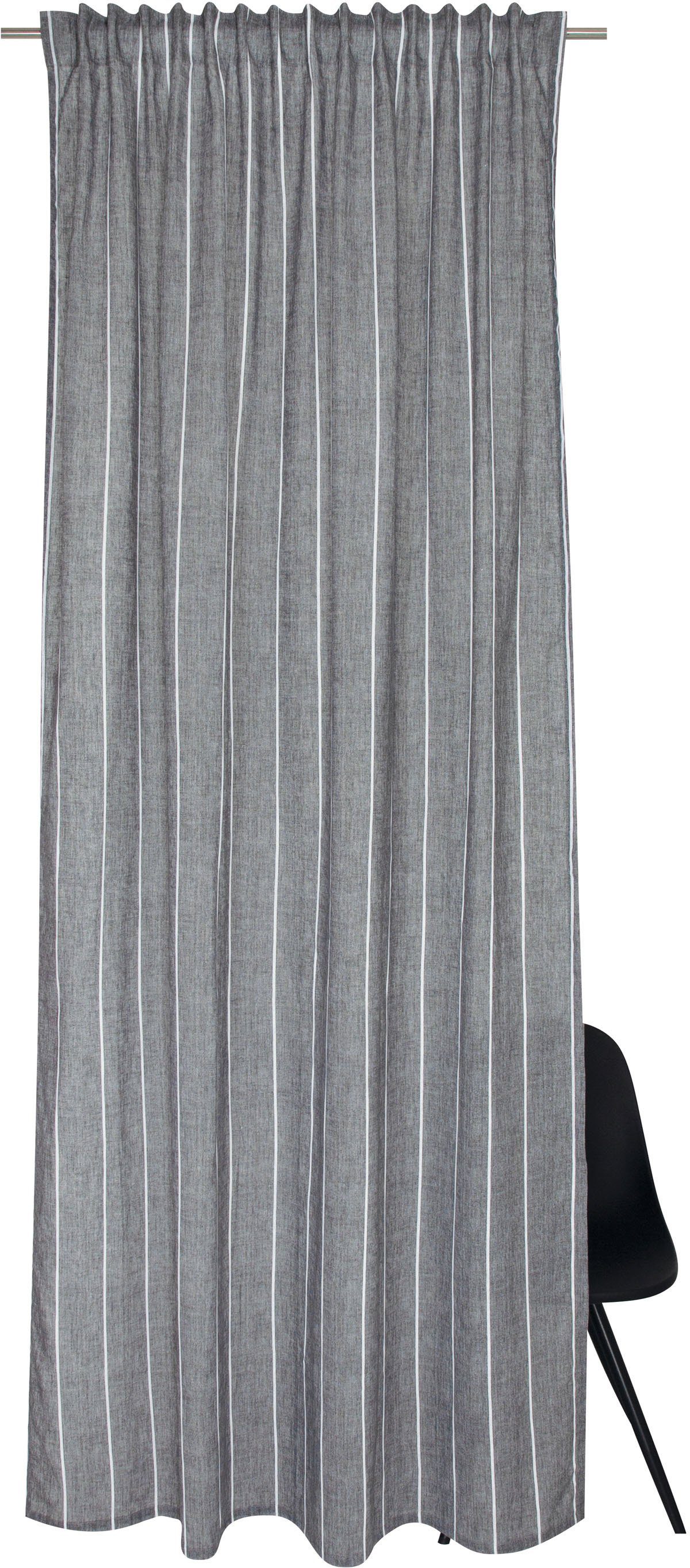 Stripe, (1 St), halbtransparent, Jacquard, Vorhang Esprit, modernen Leinenlook im Multifunktionsband zeilosen, anthrazit/dunkelgrau/grau Harp
