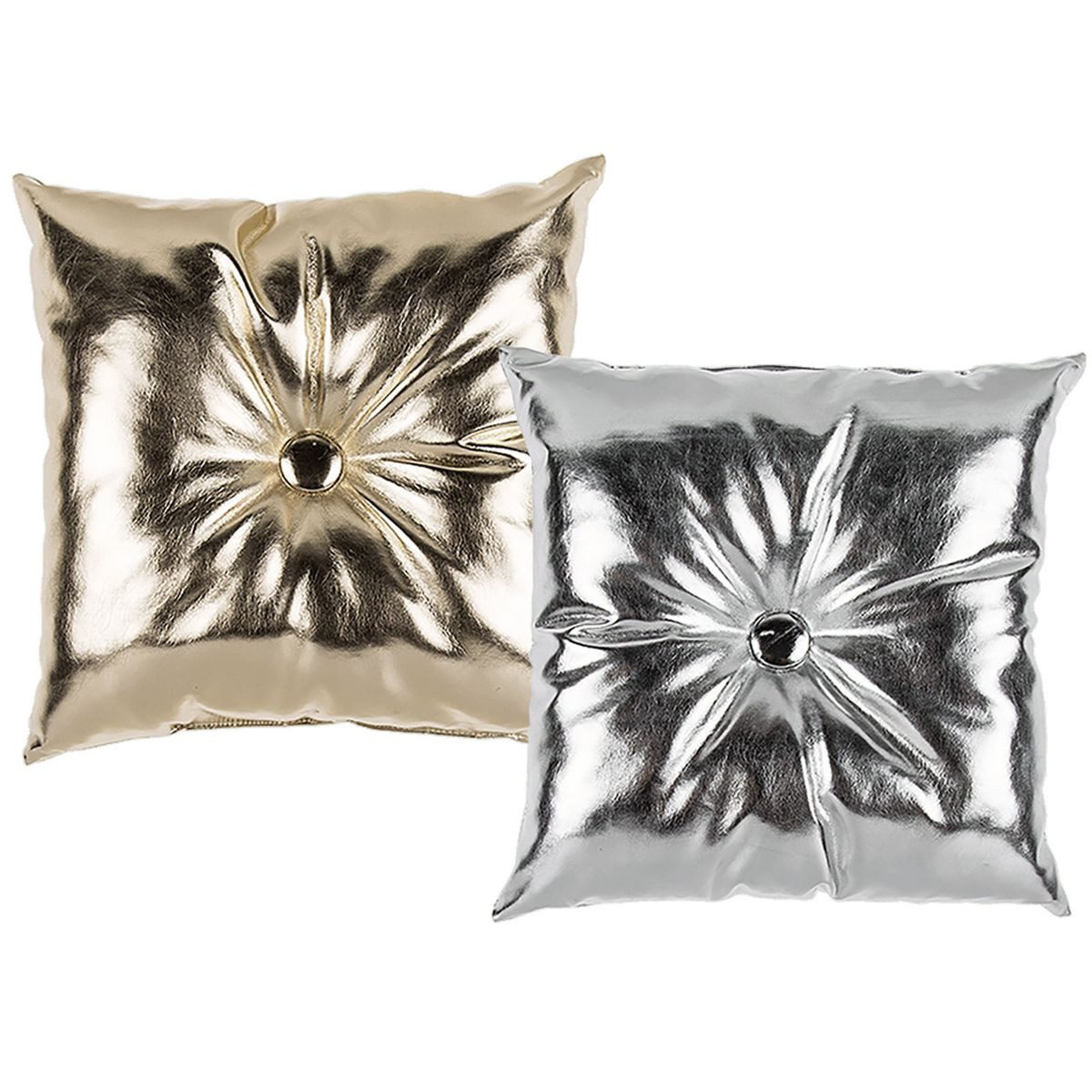 Marabellas Shop Dekokissen Couchkissen 30x30cm in Metalloptik gold oder silber als Dekokissen, ansprechende Punkt-Steppung