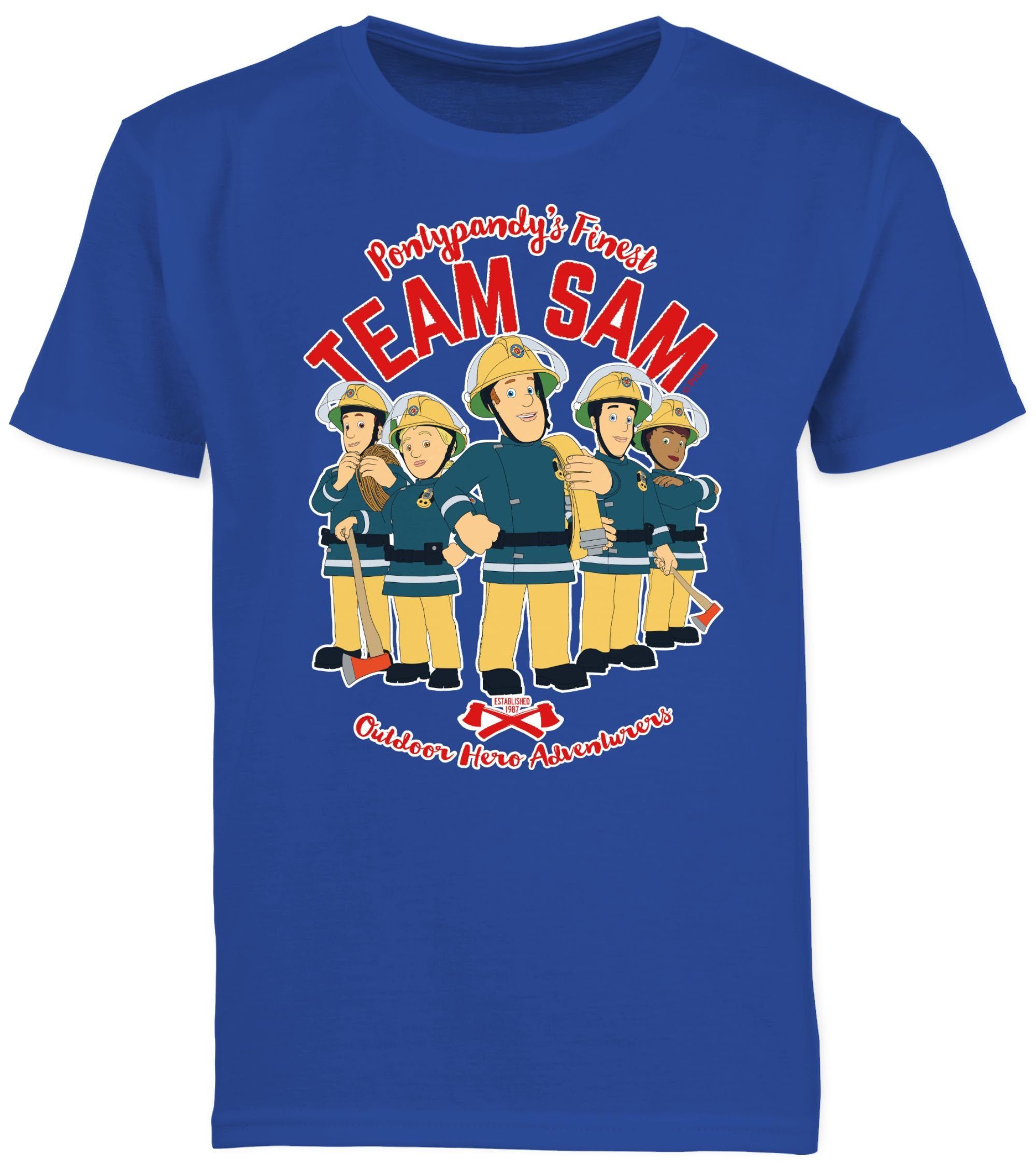 Team Jungen Royalblau T-Shirt Feuerwehrmann Sam 01 Sam Shirtracer