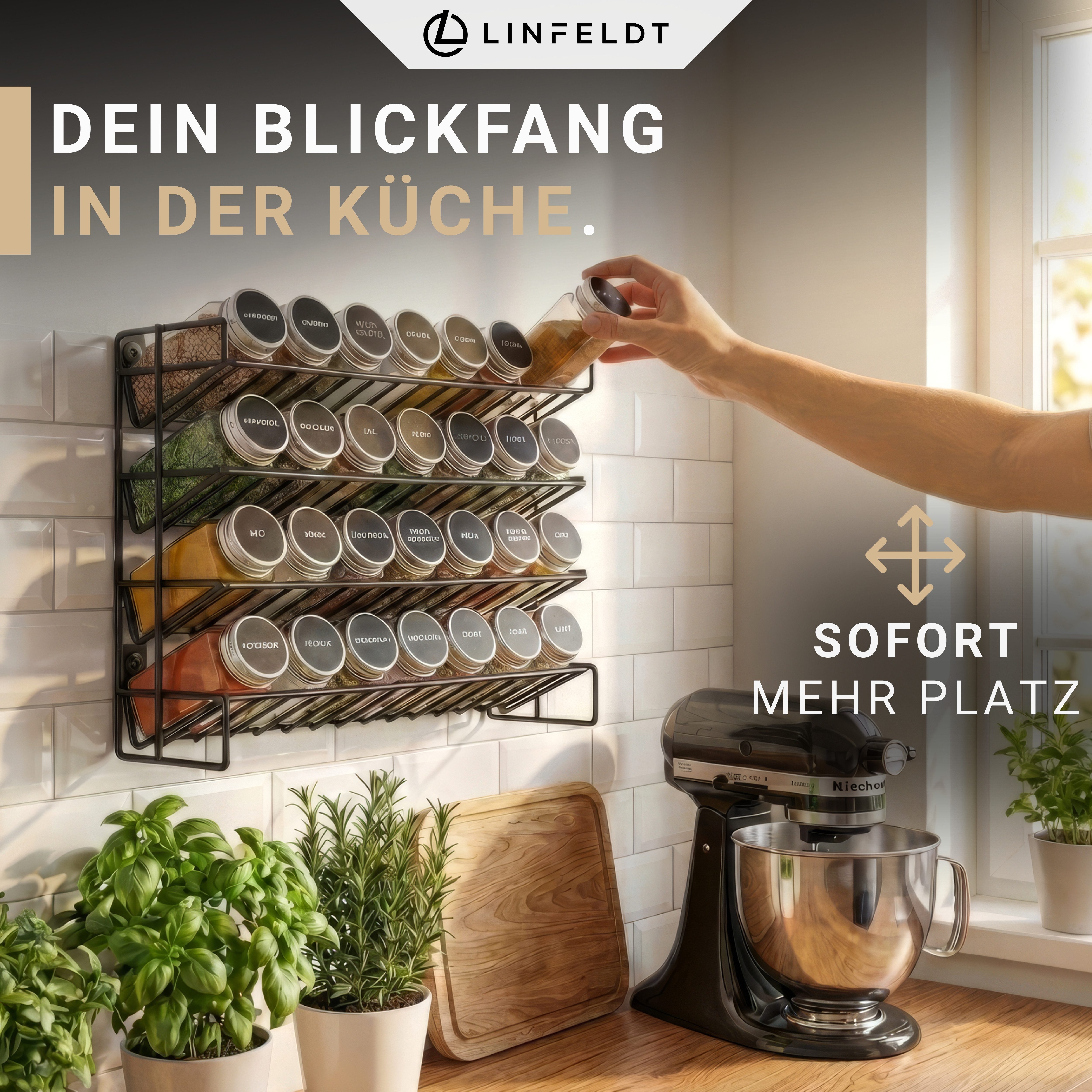 LINFELDT Gewürzregal Gewürzregal 28 Gläser + 108x Sticker, Stift, Schrauben günstig online kaufen