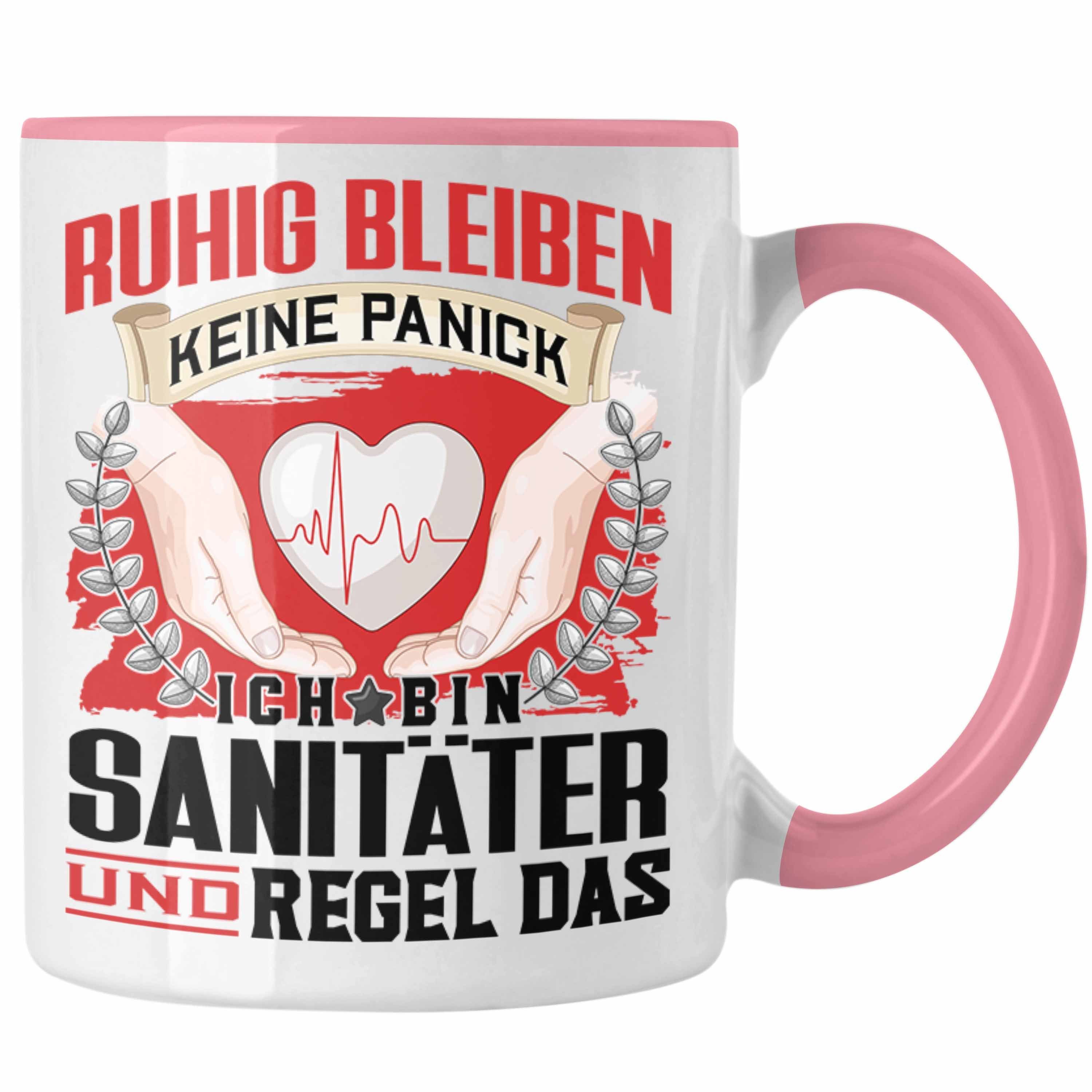 Rosa Tasse Männer Ruhig Spruch Tasse - Trendation für Lustiger Geschenk Sanitäter Trendation