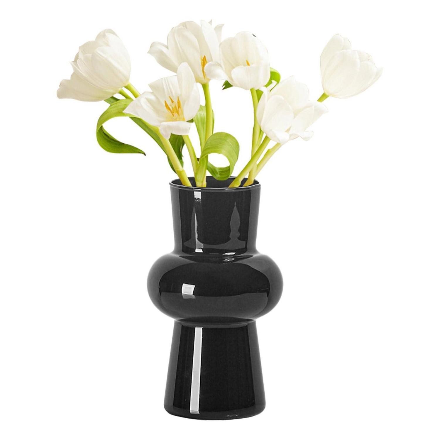 LuxusKollektion Tischvase Blumenvase Glas Schwarz 20cm (1 St)