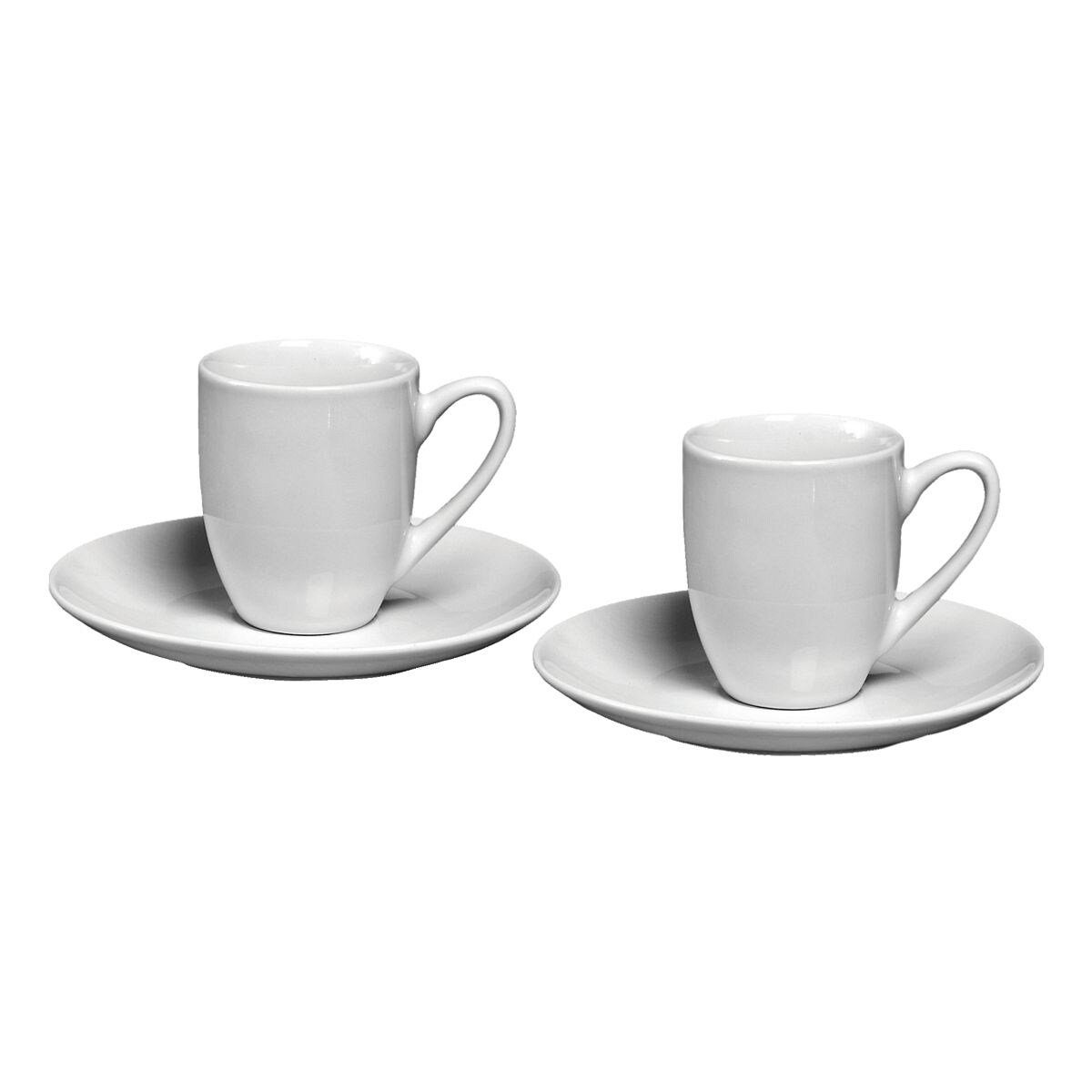 Ritzenhoff & Breker Espressotasse Bianco, 2-tlg., Porzellan, 80 ml, Tassen inkl. Untertassen, spülmaschinengeeignet