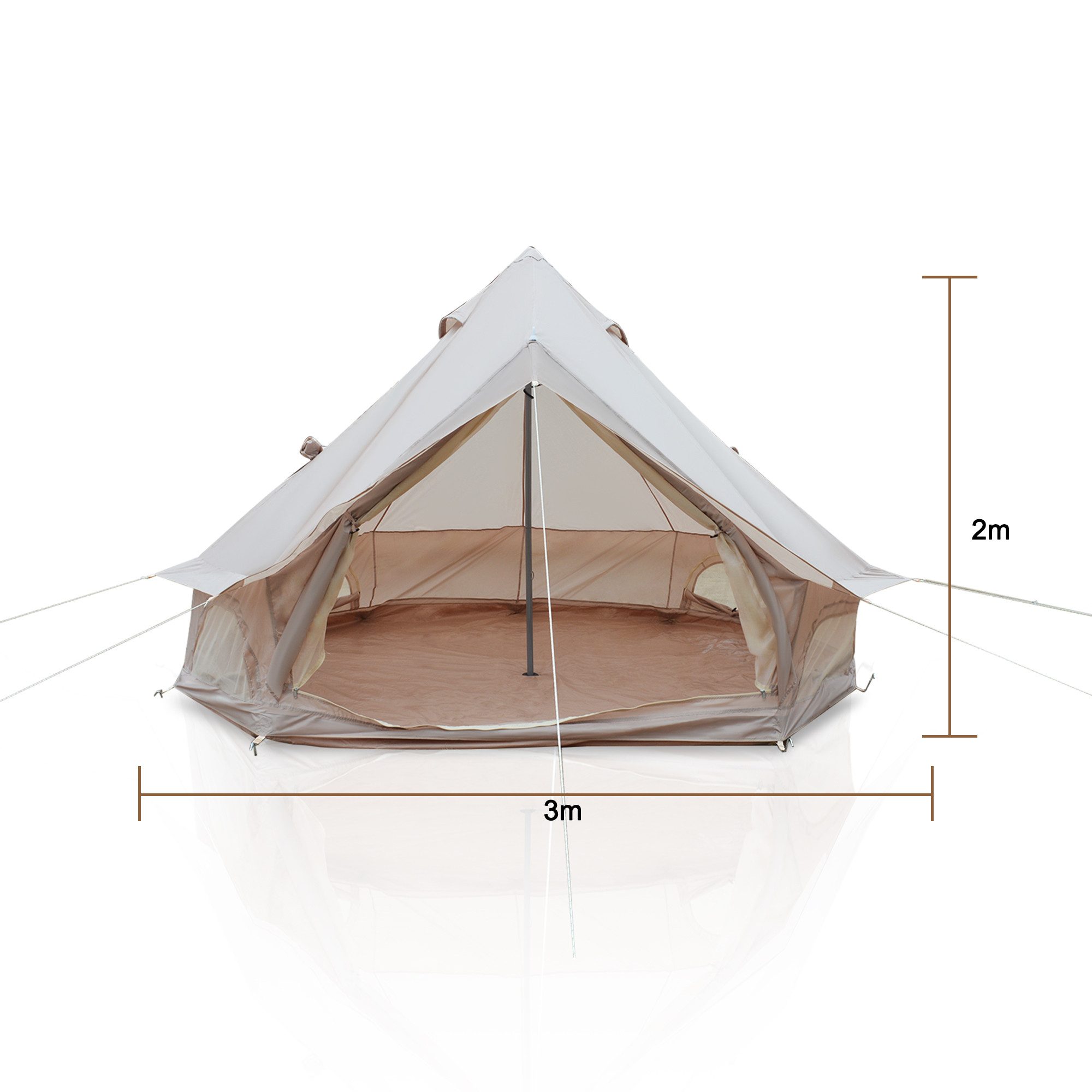 i@home Tipi-Zelt Glamping Zelt 3m Ø Oxford, Personen: 4 (wasserdicht, 4 Jahreszeiten, Campingzelt mit Ofenabzug, Moskitonetze, 1 tlg., geräumiges Familien-Bellzelt für Camping, Festival), Gruppenzelte für Winter & Sommer, BxLxH: 3X3x2m