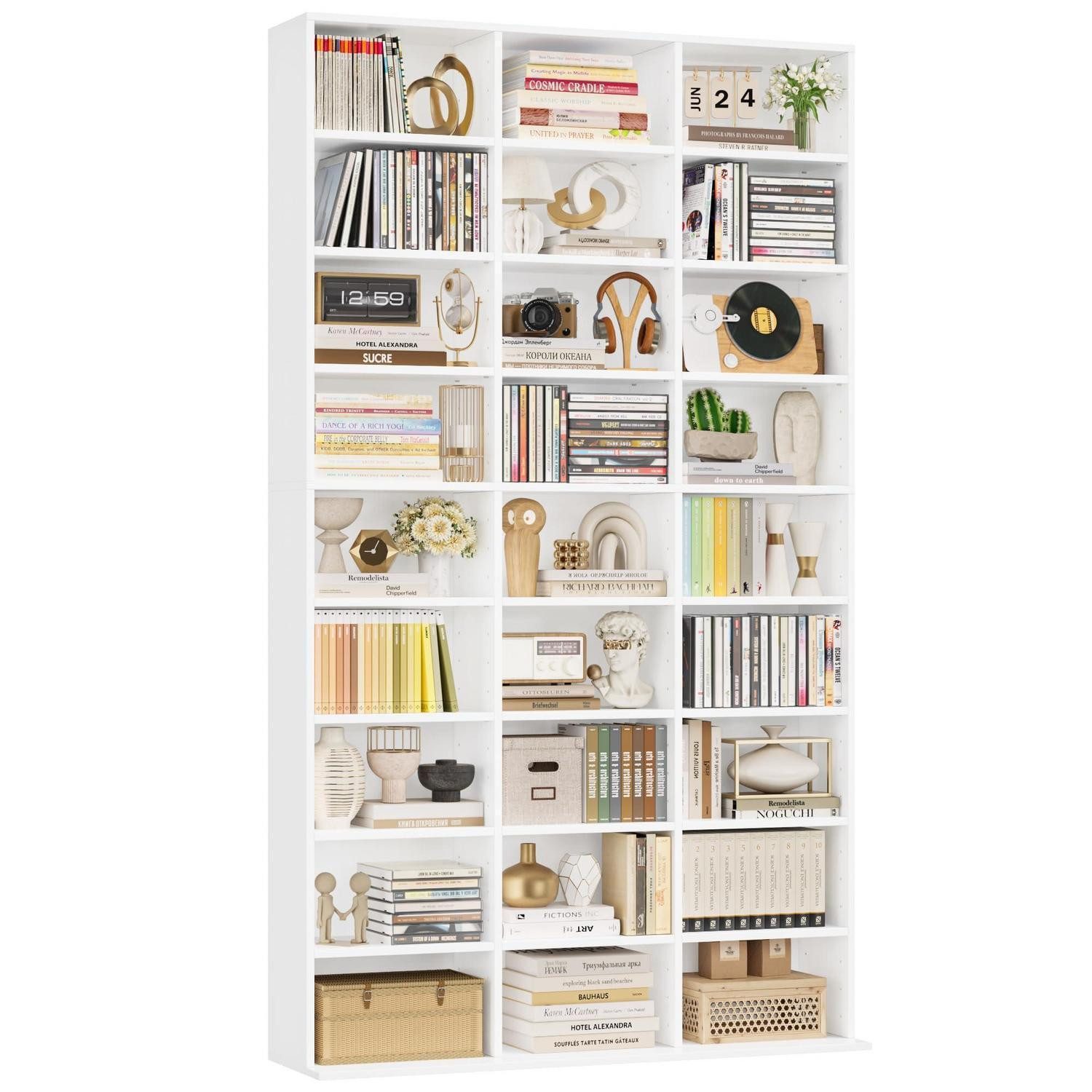 LuxusKollektion Bücherregal Bücherregal CD Regal 190cm weiss 27 Fächer