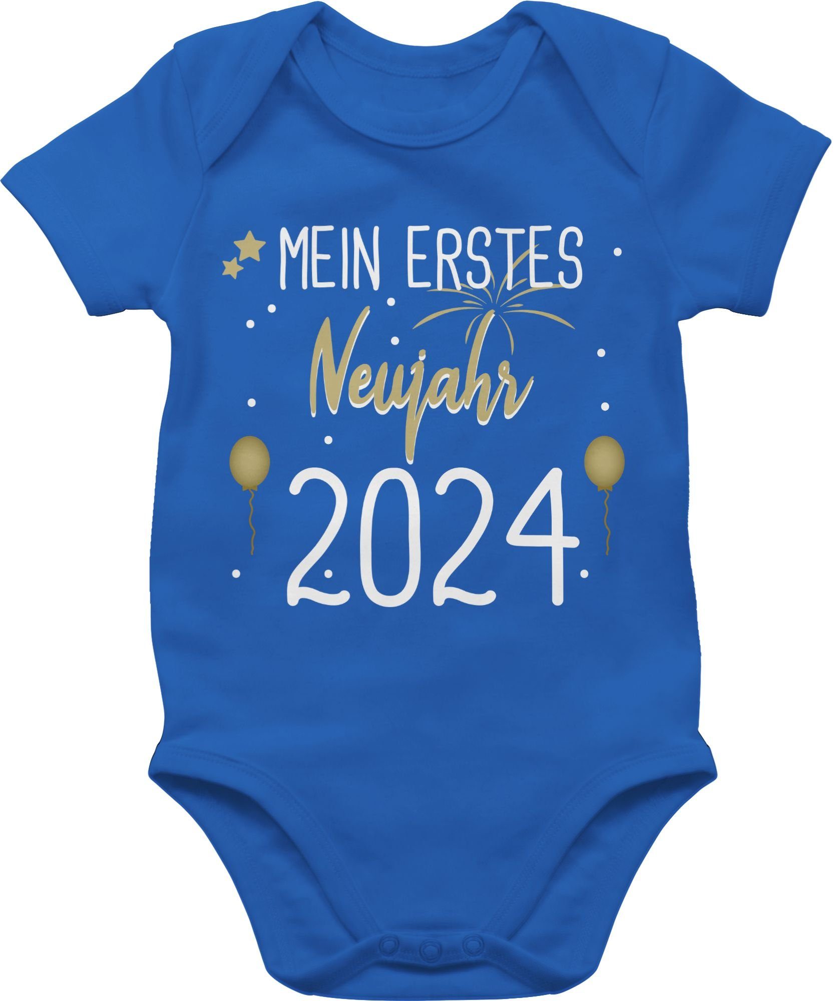Shirtracer Shirtbody Mein 1. Neujahr weiß 2024 Silvester Baby 3 Royalblau