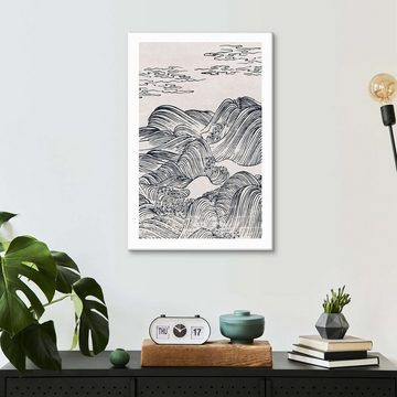 Posterlounge Leinwandbild Mori Yūzan, Hohe Wogen, Wohnzimmer Minimalistisch Grafikdesign