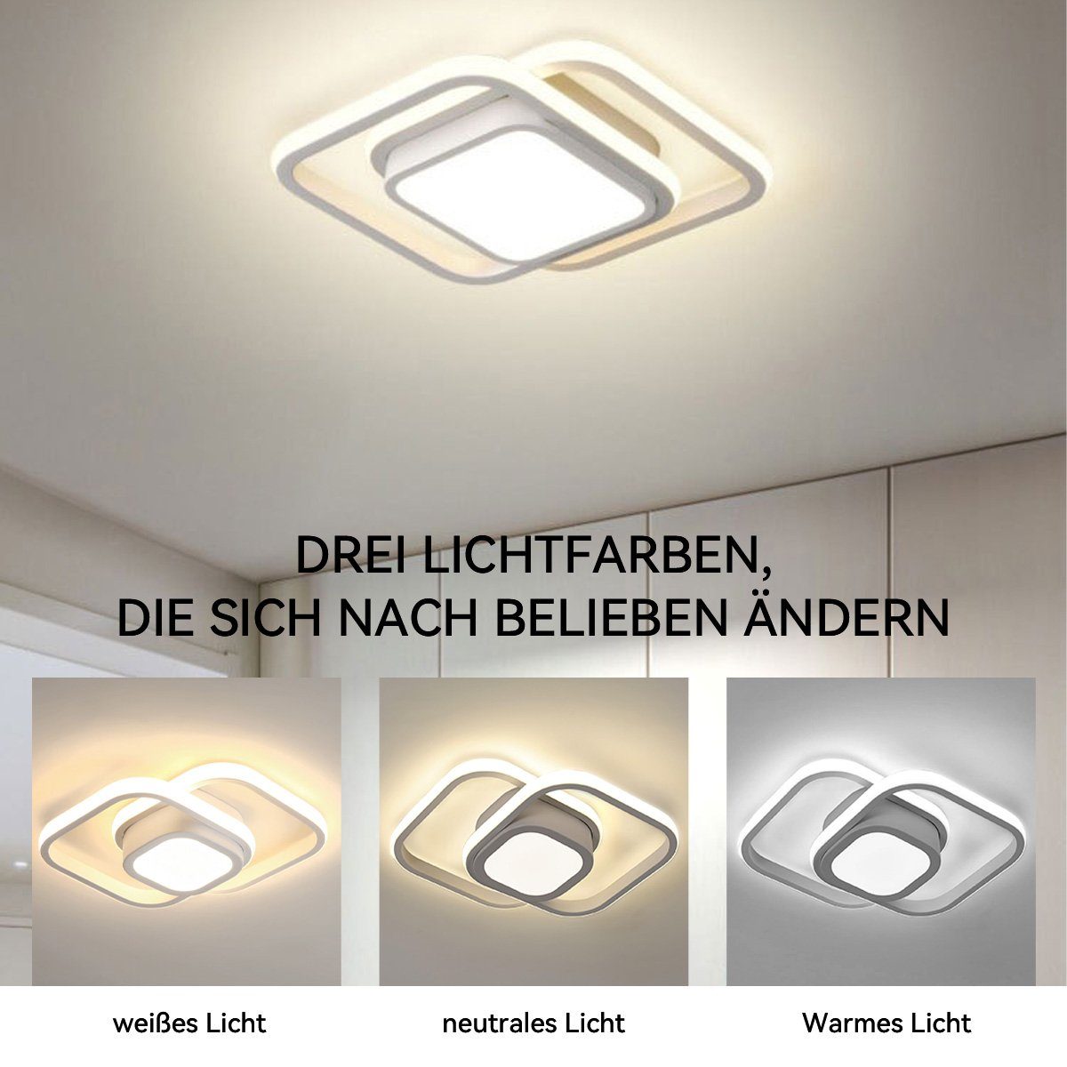 DOPWii Deckenleuchten Deckenlampe Deckenleuchte,LED für Farben dimmbar Wohnzimmer 36W,Drei