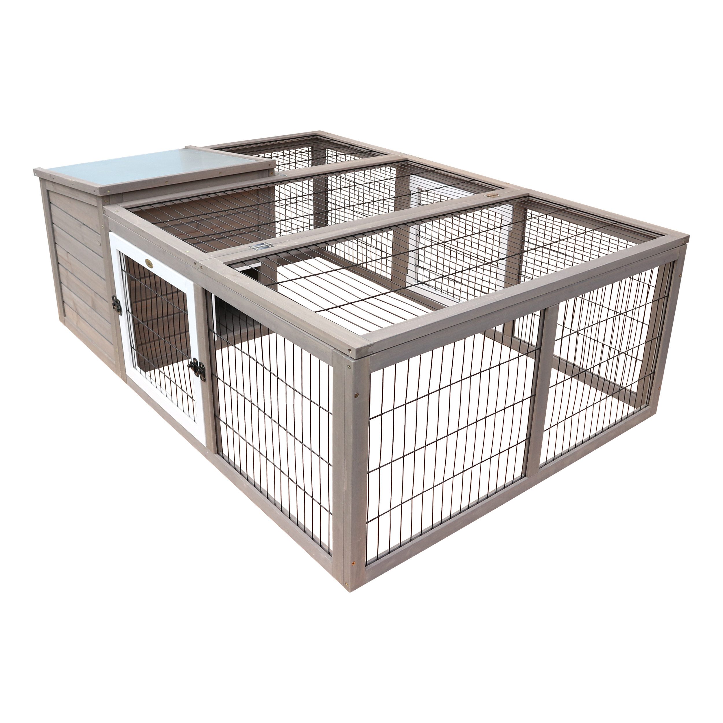 HABAU Freigehege, mit aufklappbarem Deckel und integriertem Kleintierhaus