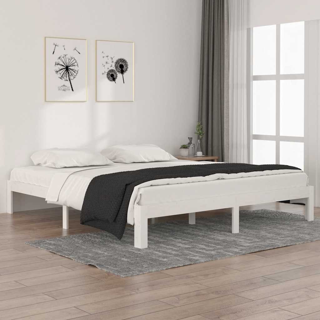 vidaXL Bett Massivholzbett Weiß 180x200 cm