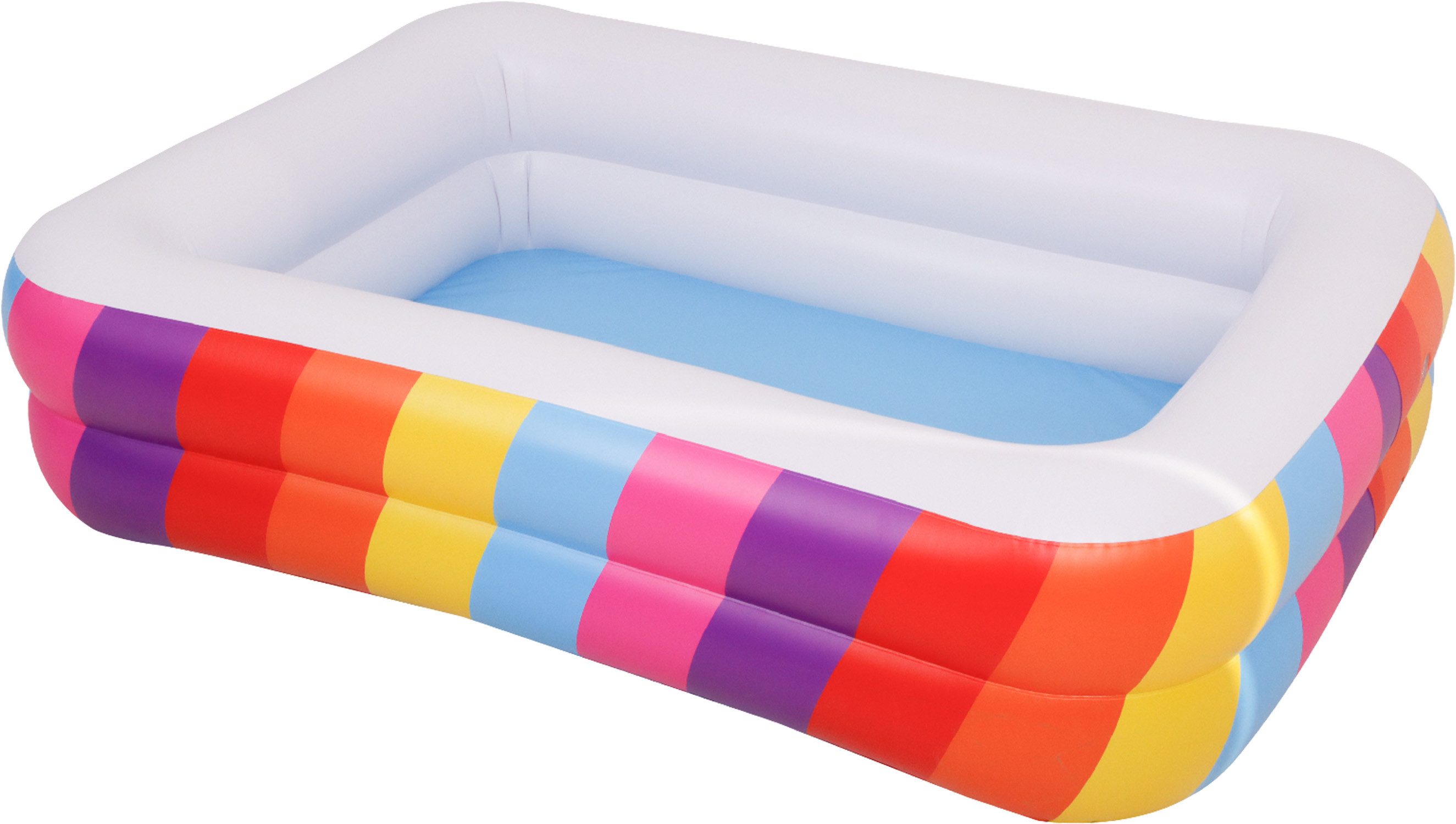 SunClub Planschbecken Kinderpool 195x140x47 cm, (Einzelpack, 1-tlg., aufblasbares Kinderbecken), rechteckiger Regenbogen Pool