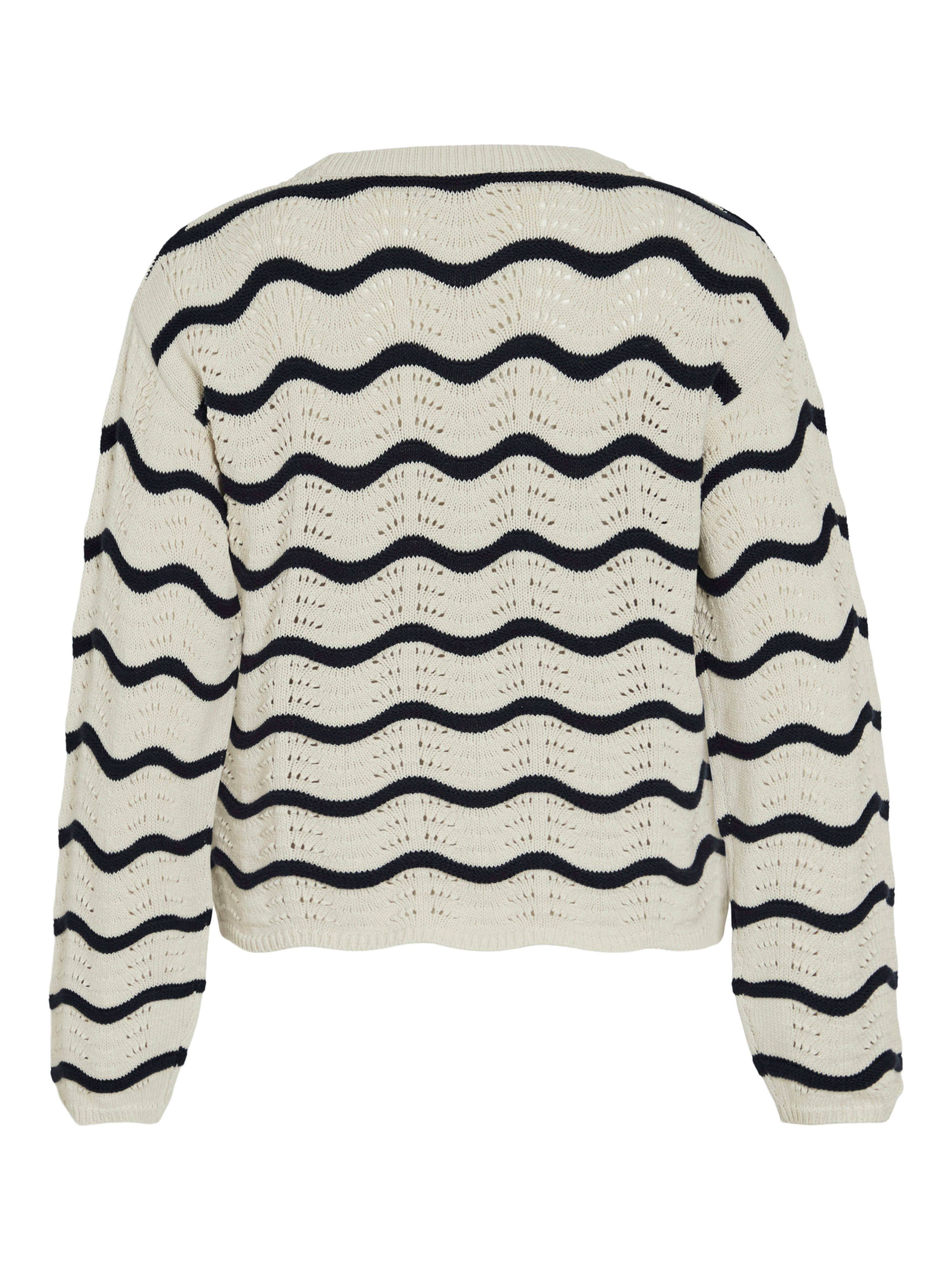 Vila Strickpullover VIWAVE O-NECK LS POINTELLE KNIT TOP-NOOS