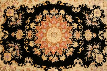 Teppich Täbriz 50 Raj Teppich handgeknüpft schwarz, morgenland, rechteckig, Höhe: 7 mm, handgeknüpft