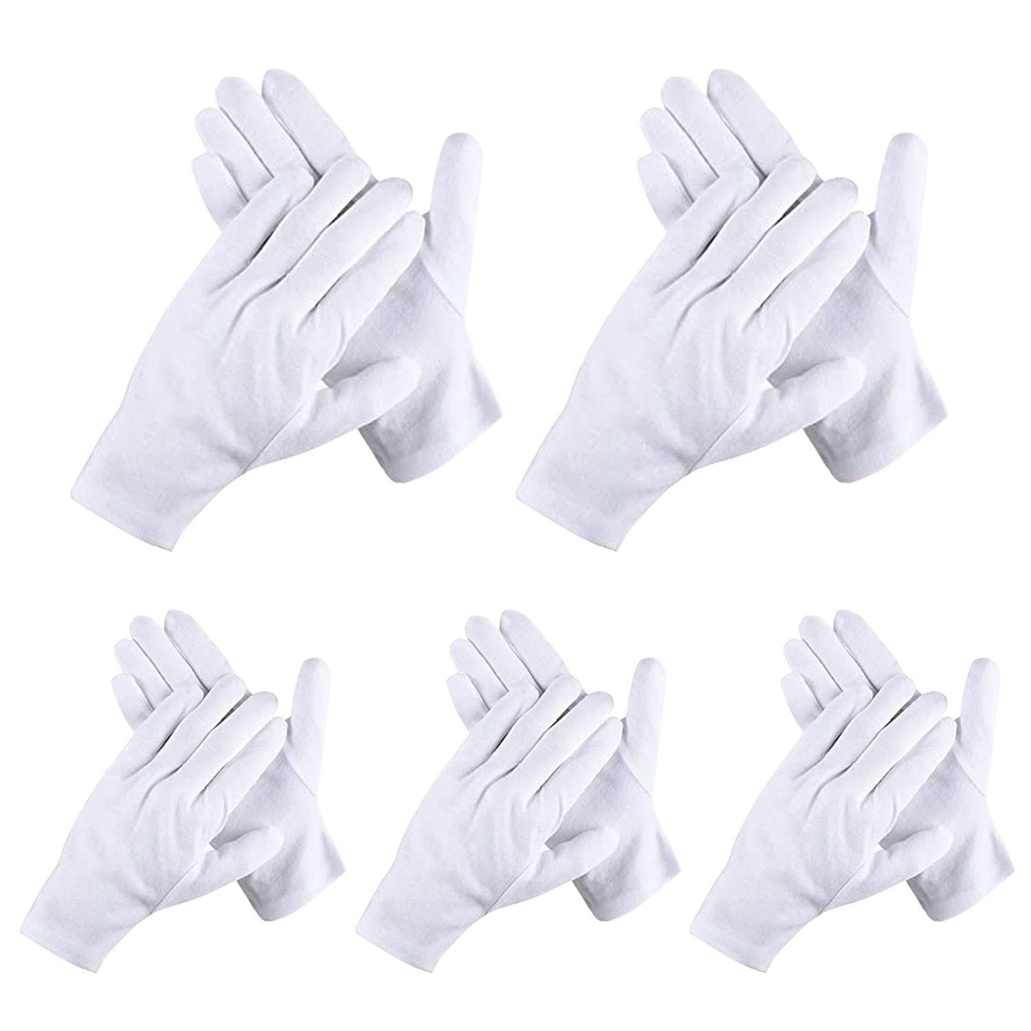 Daisred Baumwollhandschuhe Handmaske Feuchtigkeitsspendend Socken Spa 5 Paare Weiße Handschuhe
