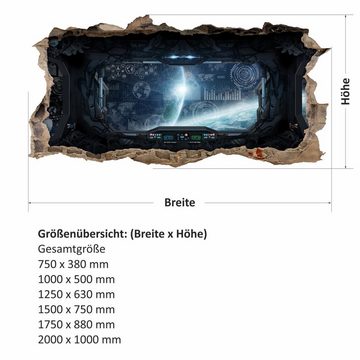 nikima Wandtattoo 058 Raumschiff - Loch in der Wand (PVC-Folie), in 6 vers. Größen
