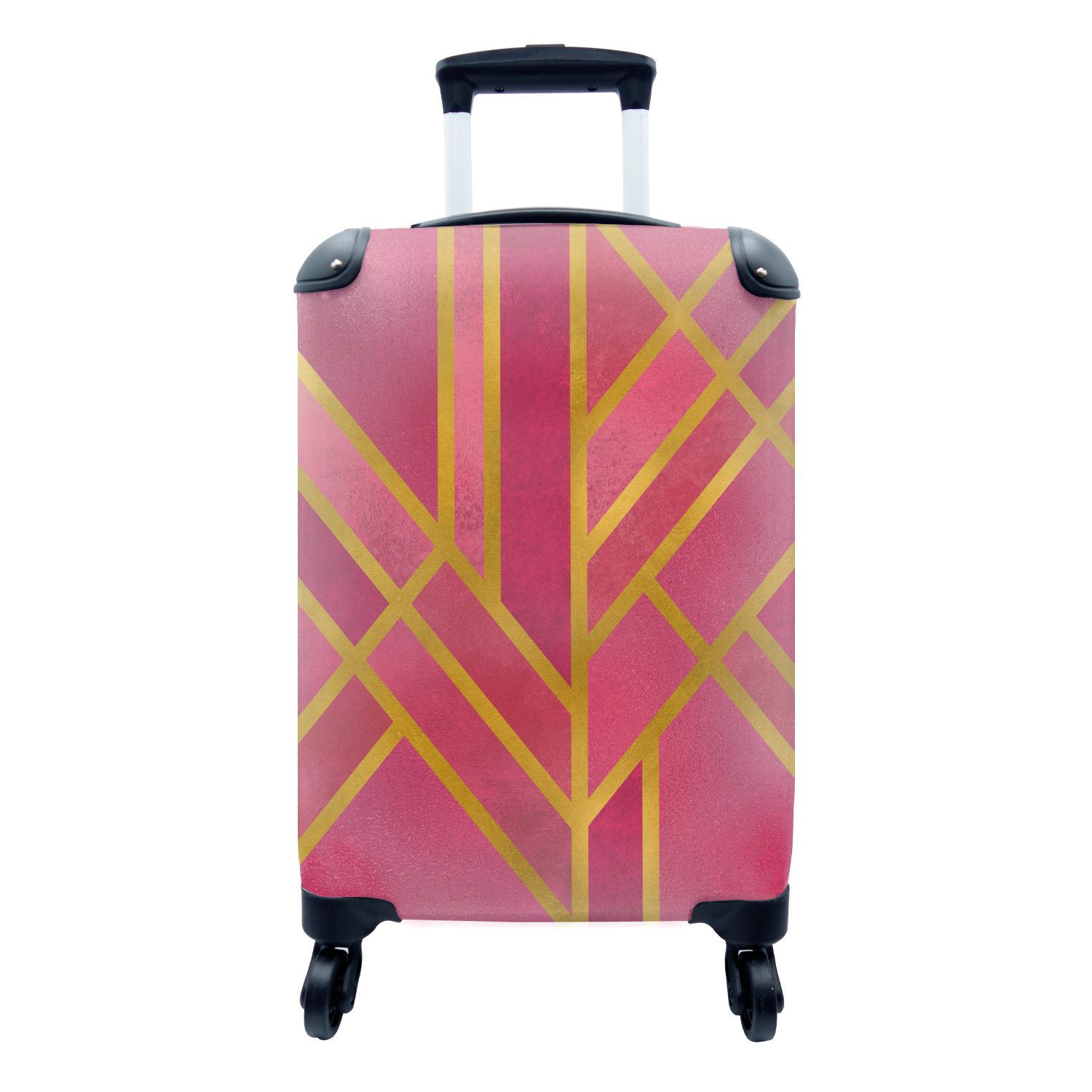 MuchoWow Handgepäckkoffer Gold - Luxus - Geometrisch, 4 Rollen, Reisetasche mit rollen, Handgepäck für Ferien, Trolley, Reisekoffer
