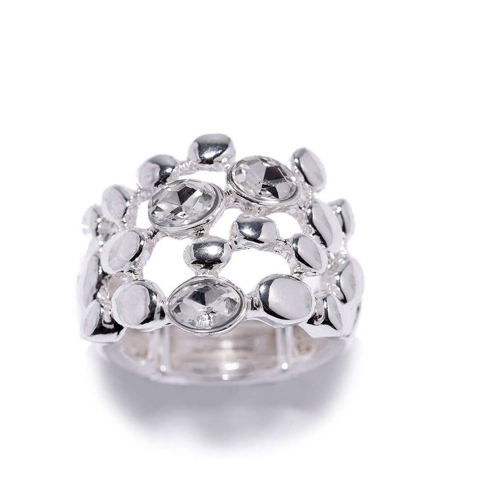Damen Schmuck Mein Style Fingerring elastischer Ring, silber Kristall RM 015 (1 Stück, 1-tlg., 1 Stück), elastischer Ring, passe